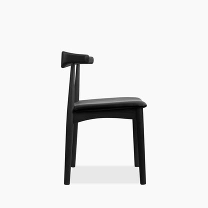 Aalborg Wooden Dining Chair | Black Faux Leather & Black