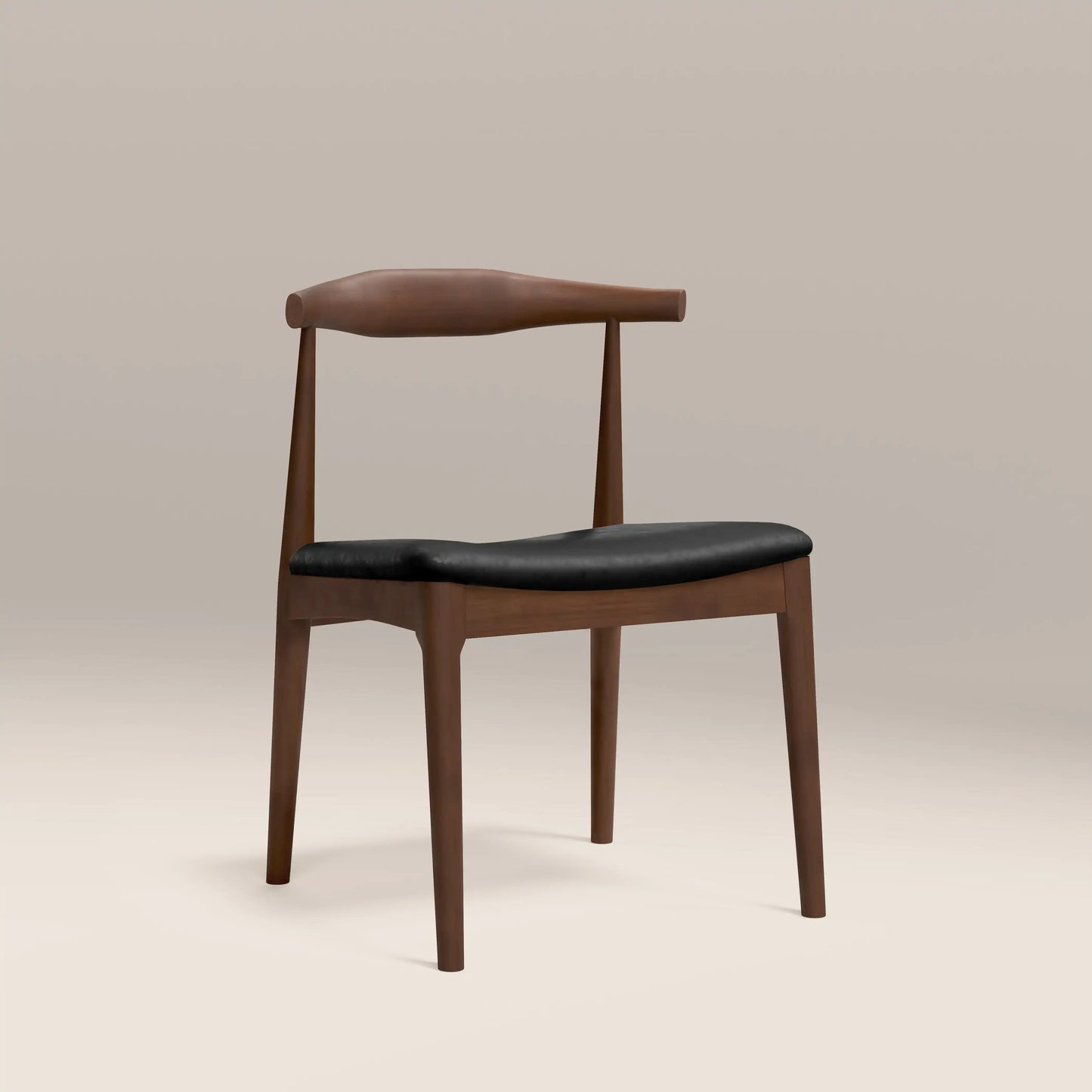 Aalborg Wooden Dining Chair | Noir Black Faux Leather & Walnut