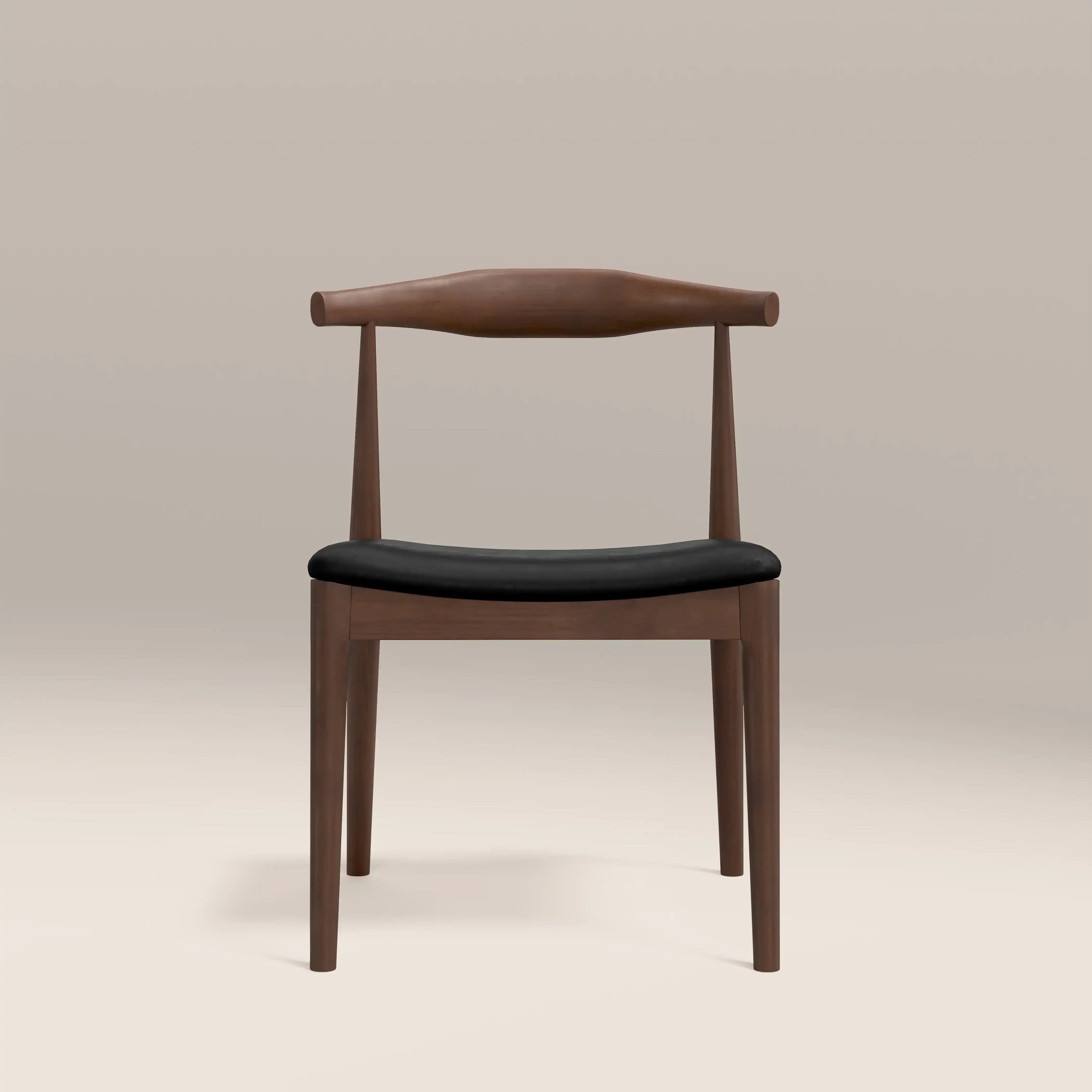 Aalborg Wooden Dining Chair | Noir Black Faux Leather & Walnut