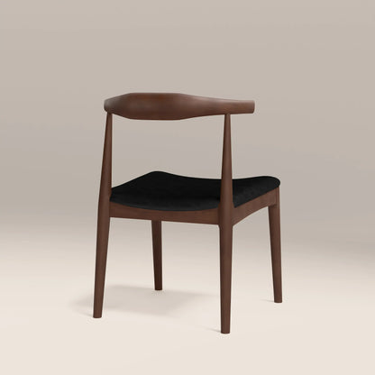 Aalborg Wooden Dining Chair | Noir Black Faux Leather & Walnut