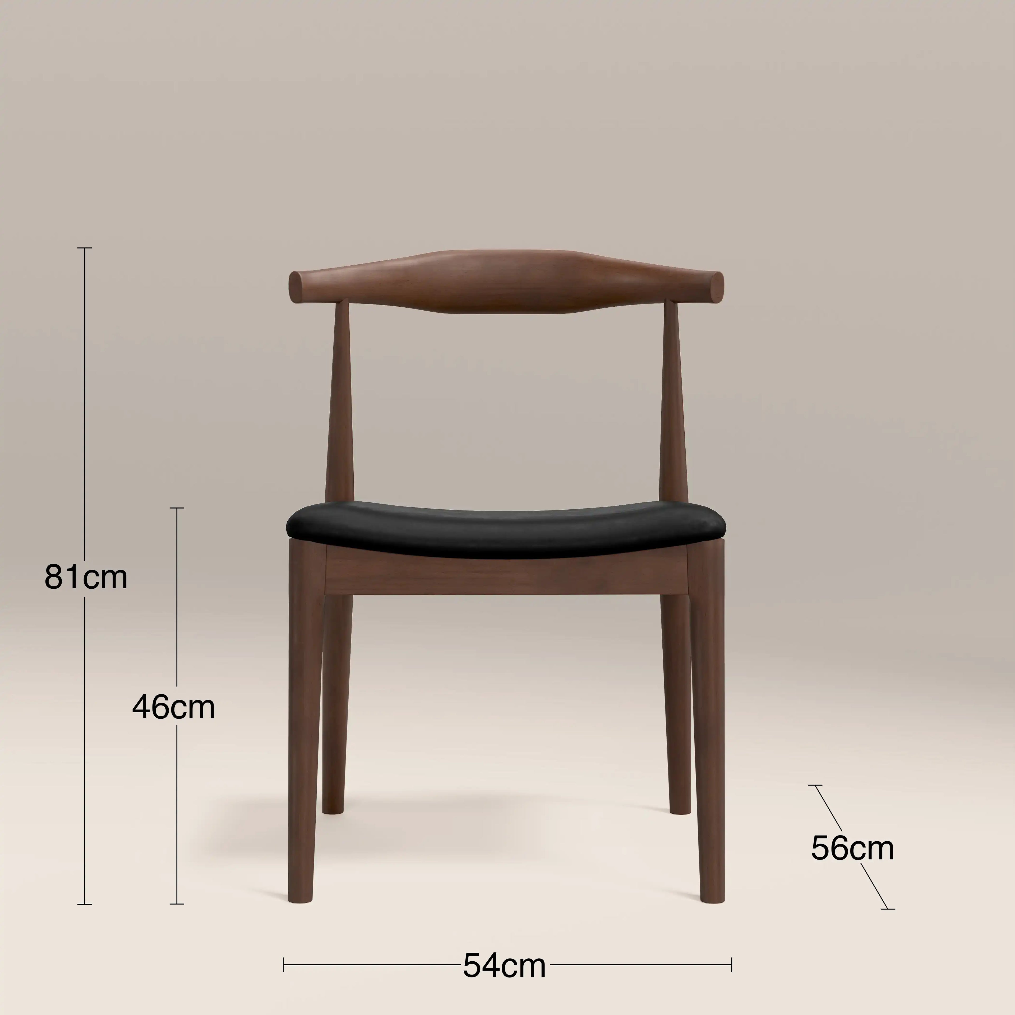 Aalborg Wooden Dining Chair | Noir Black Faux Leather & Walnut