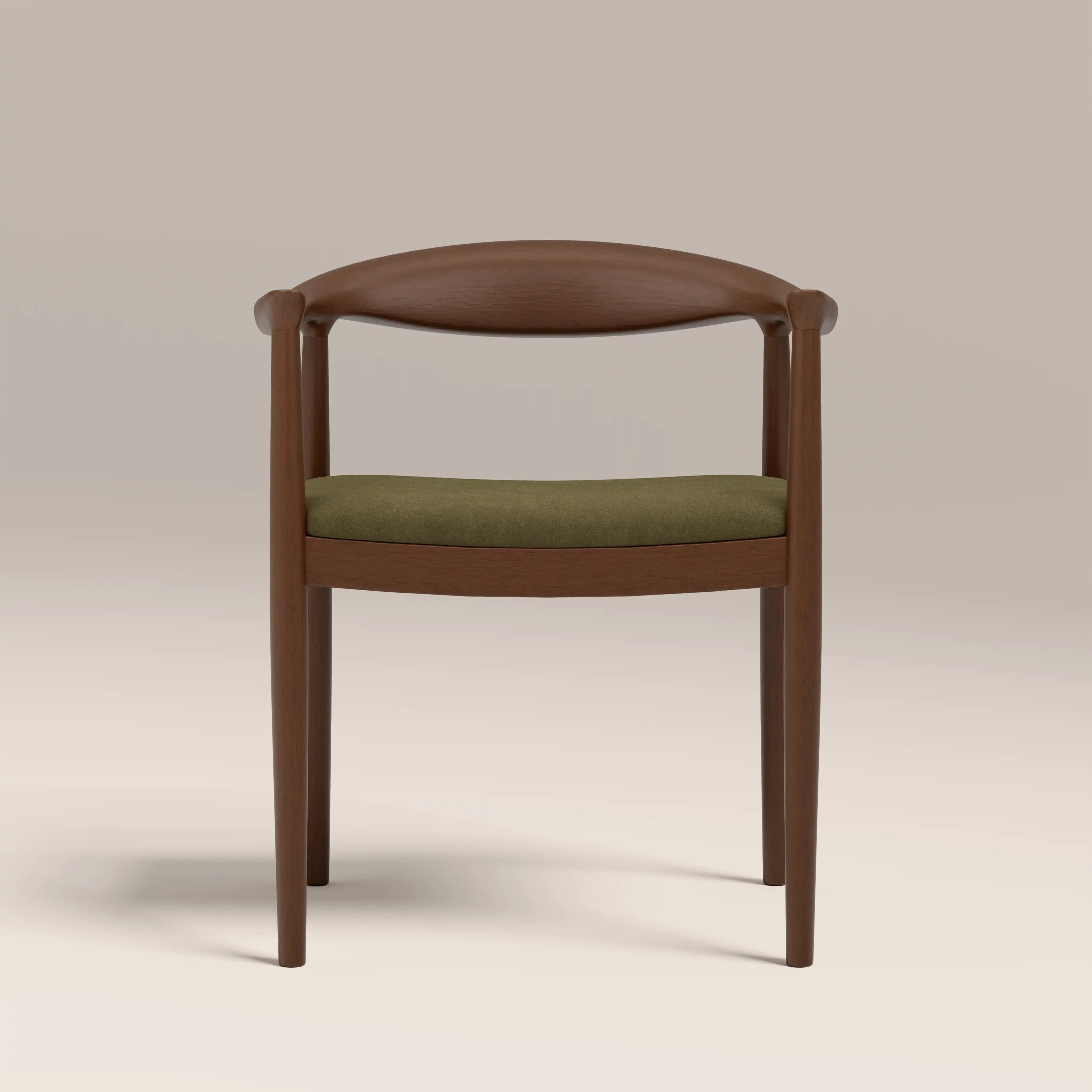 Luma Wooden Carver Dining Chair | Moss Green Sustainable Mohair Velvet & Walnut