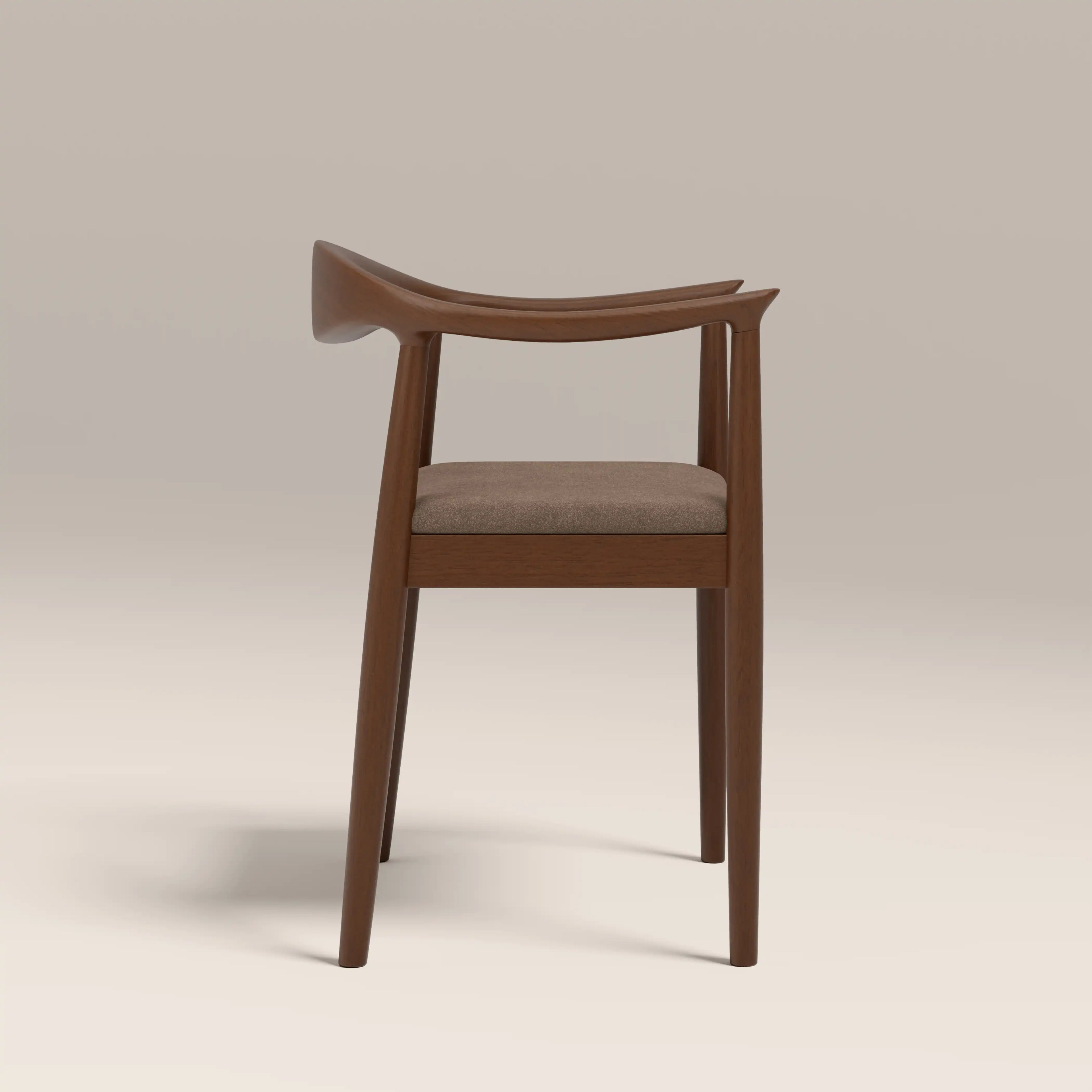 Luma Wooden Carver Dining Chair | Truffle Brown Sustainable Mohair Velvet & Walnut
