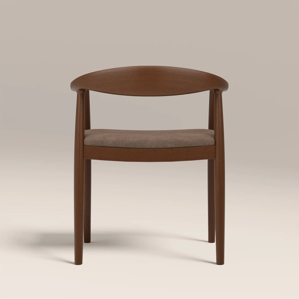 Luma Wooden Carver Dining Chair | Truffle Brown Sustainable Mohair Velvet & Walnut
