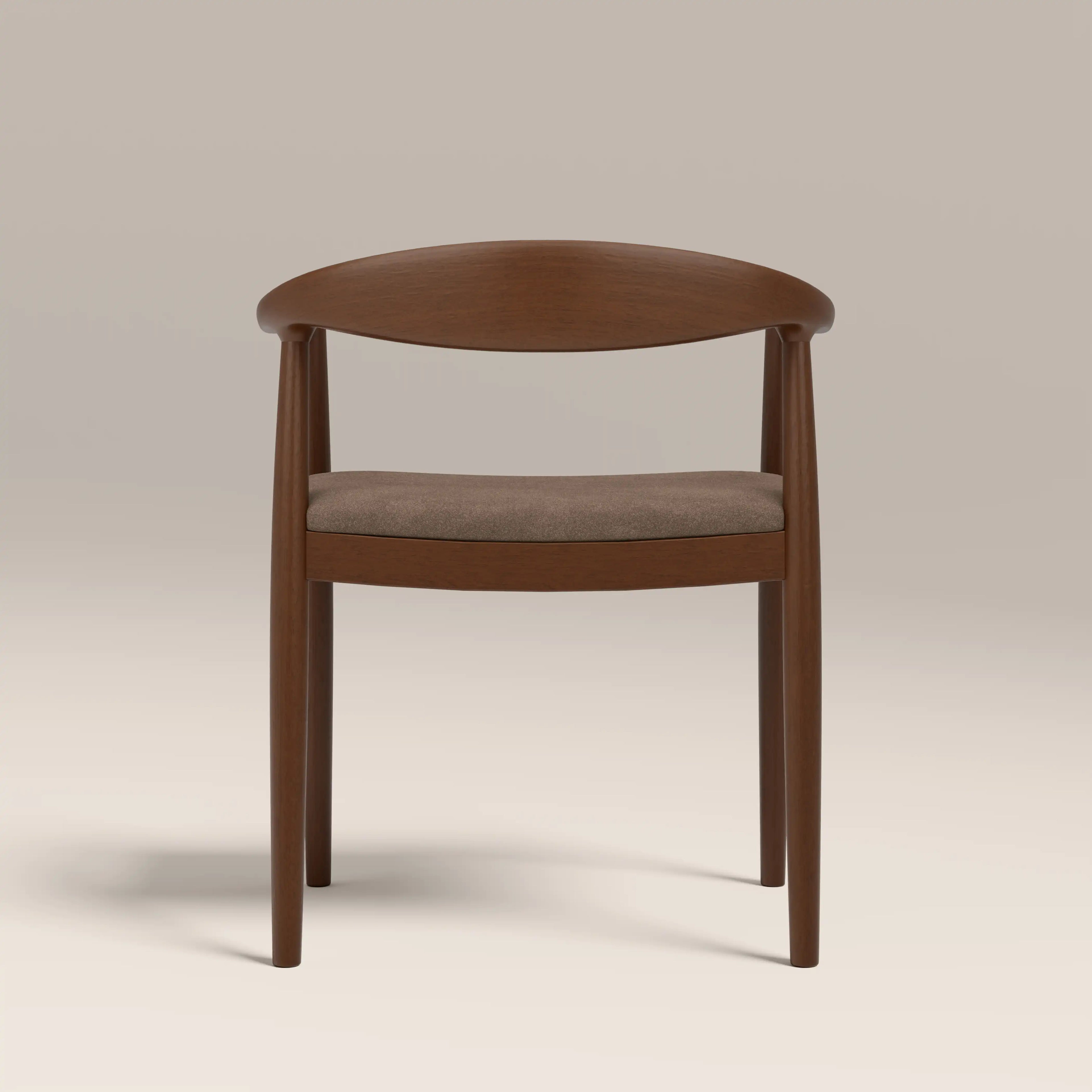 Luma Wooden Carver Dining Chair | Truffle Brown Sustainable Mohair Velvet & Walnut