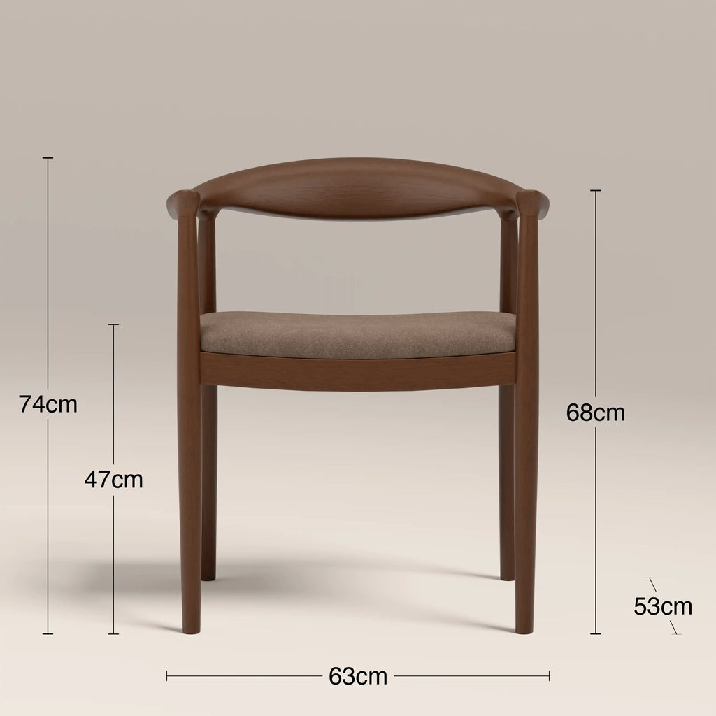 Luma Wooden Carver Dining Chair | Truffle Brown Sustainable Mohair Velvet & Walnut