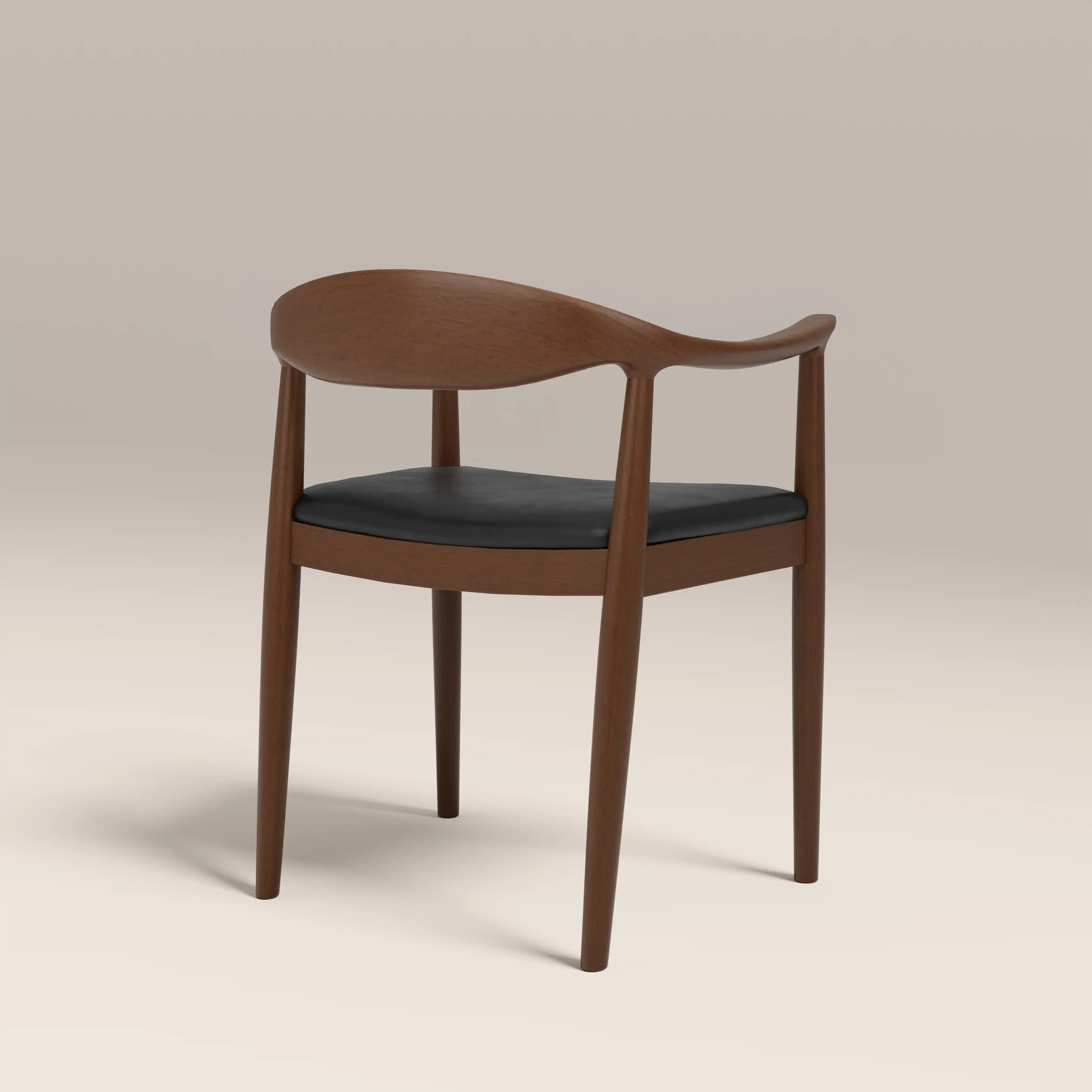 Luma Wooden Carver Dining Chair | Vintage Black Faux Leather & Walnut