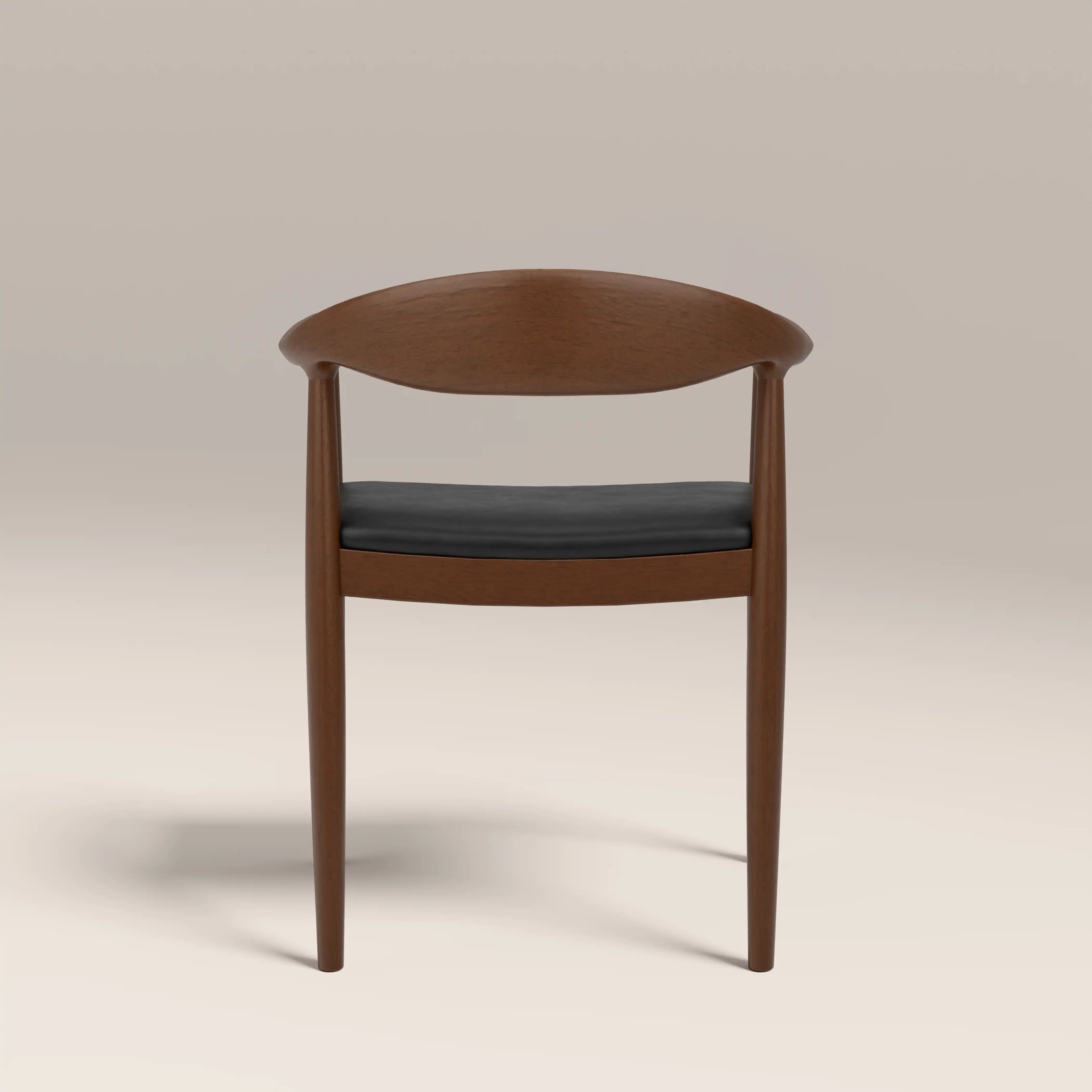 Luma Wooden Carver Dining Chair | Vintage Black Faux Leather & Walnut