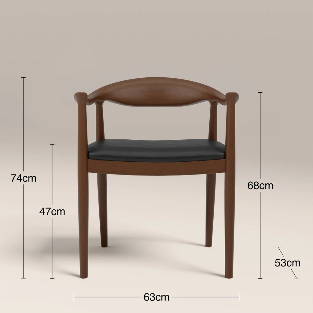 Luma Wooden Carver Dining Chair | Vintage Black Faux Leather & Walnut