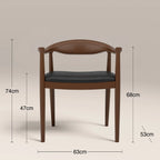 Luma Wooden Carver Dining Chair | Vintage Black Faux Leather & Walnut