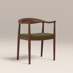 Luma Wooden Carver Dining Chair | Moss Green Sustainable Mohair Velvet & Walnut