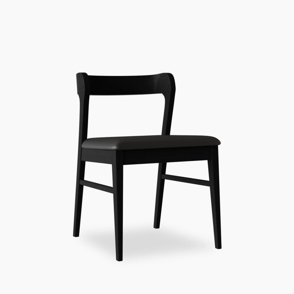 Chiswick Wooden Dining Chair | Black Faux Leather & Black