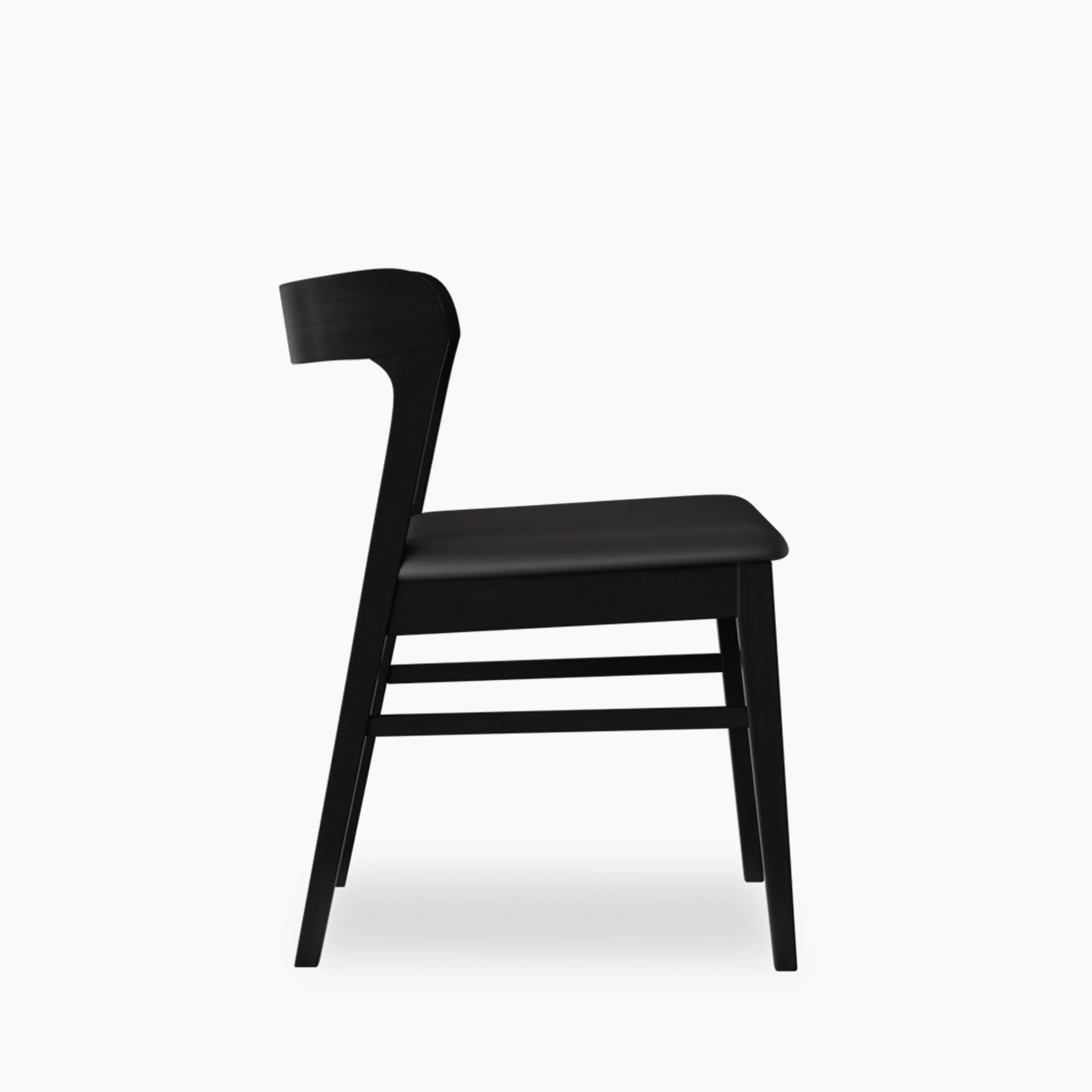 Chiswick Wooden Dining Chair | Black Faux Leather & Black