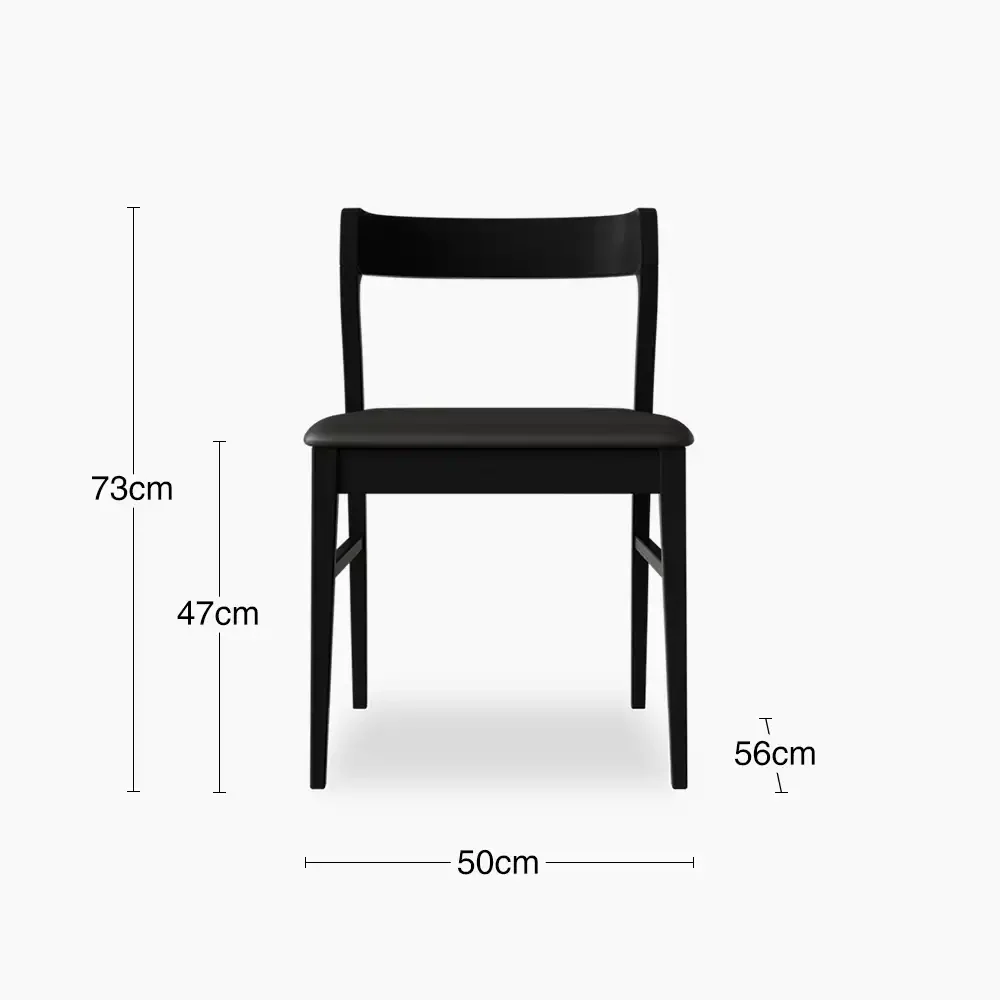 Chiswick Wooden Dining Chair | Black Faux Leather & Black