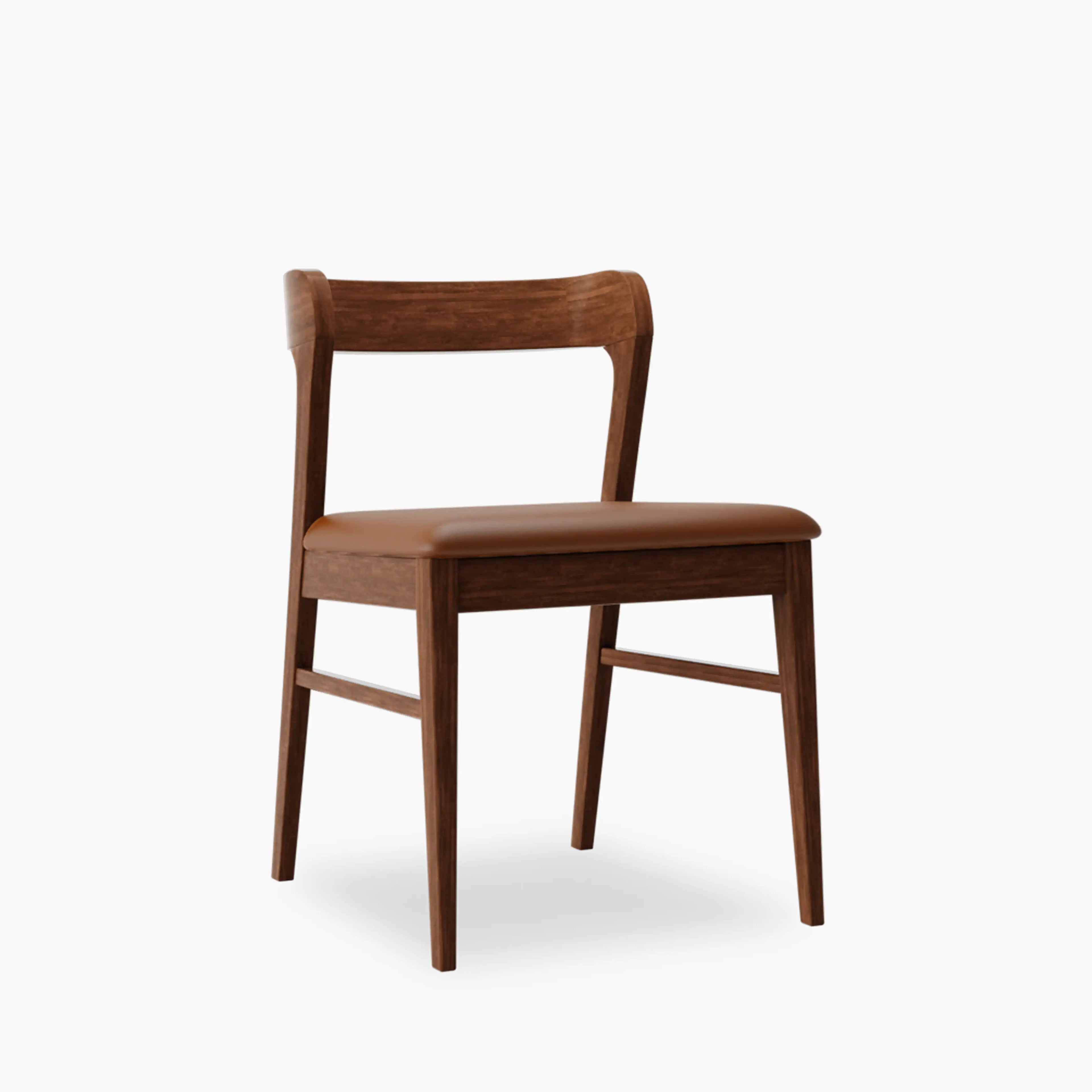 Chiswick Wooden Dining Chair | Vintage Tan Faux Leather & Walnut