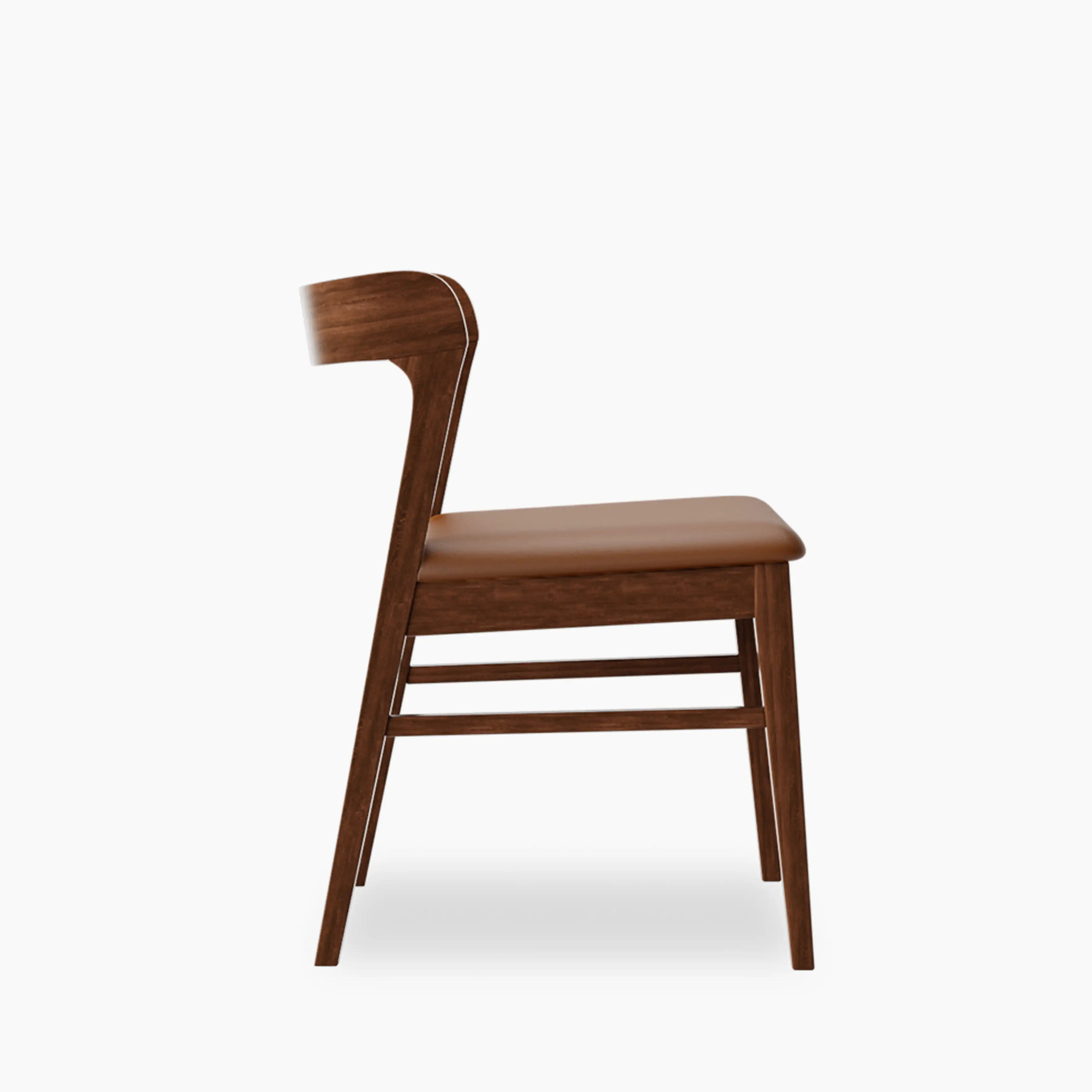 Chiswick Wooden Dining Chair | Vintage Tan Faux Leather & Walnut