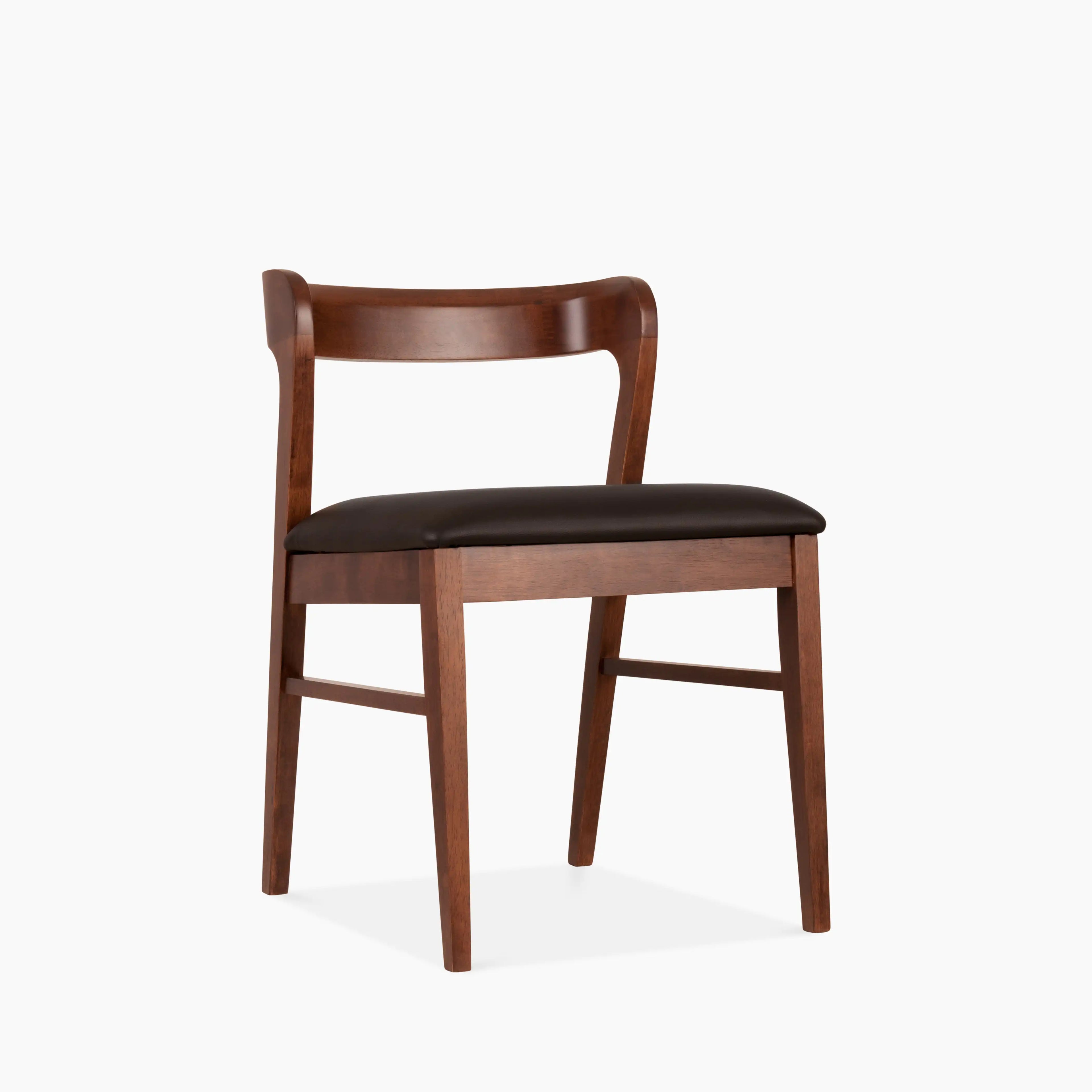 Chiswick Wooden Dining Chair | Black Faux Leather & Walnut