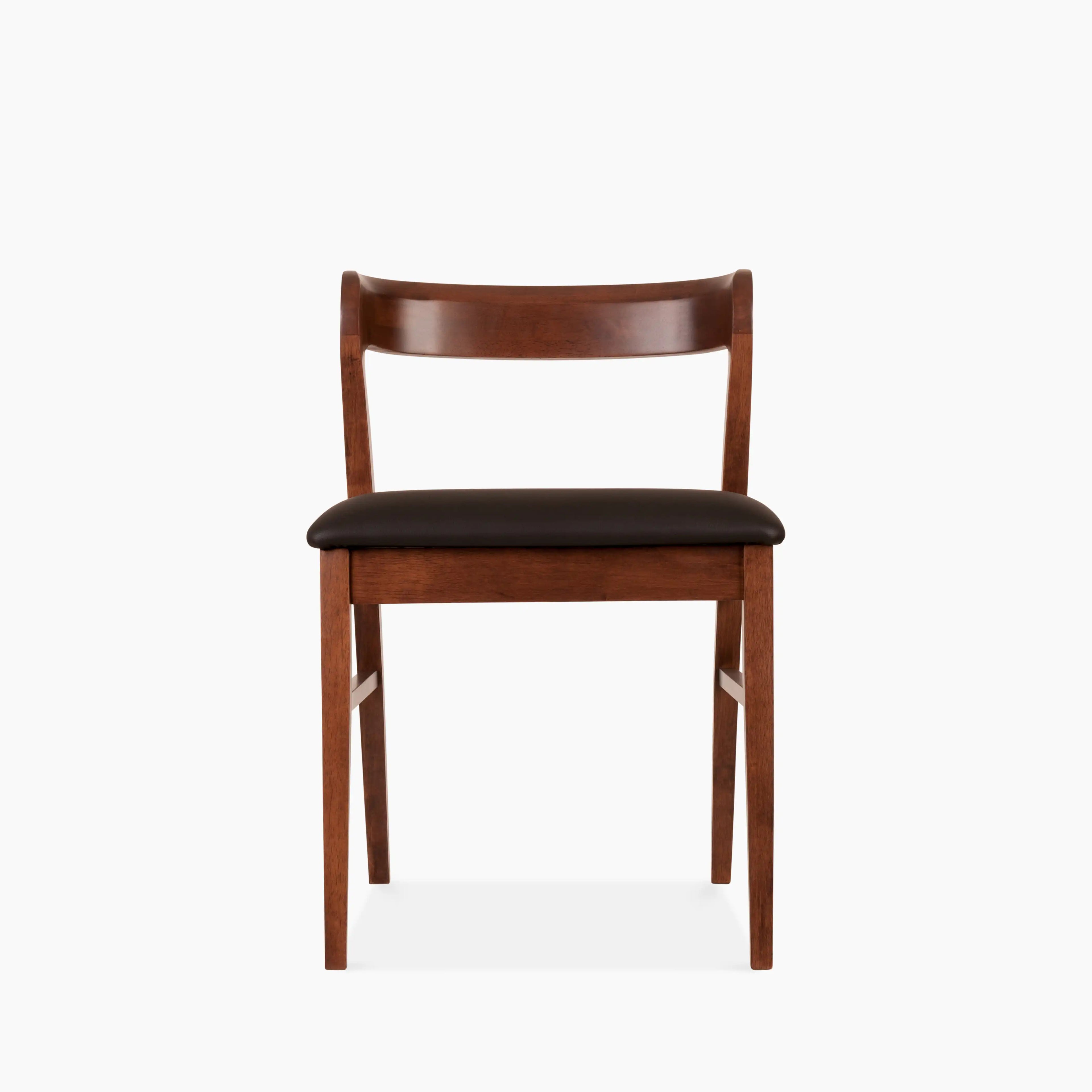 Chiswick Wooden Dining Chair | Black Faux Leather & Walnut