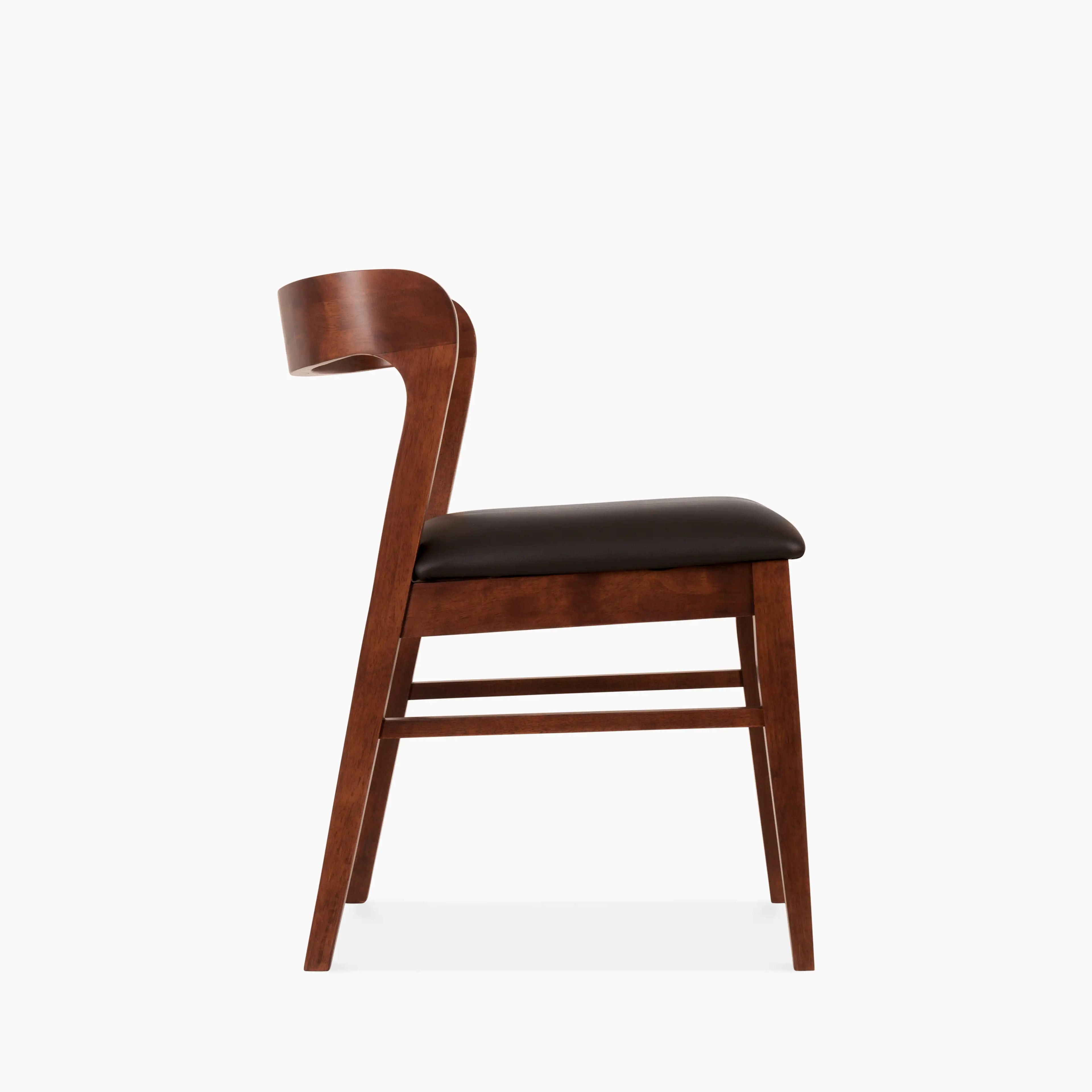 Chiswick Wooden Dining Chair | Black Faux Leather & Walnut