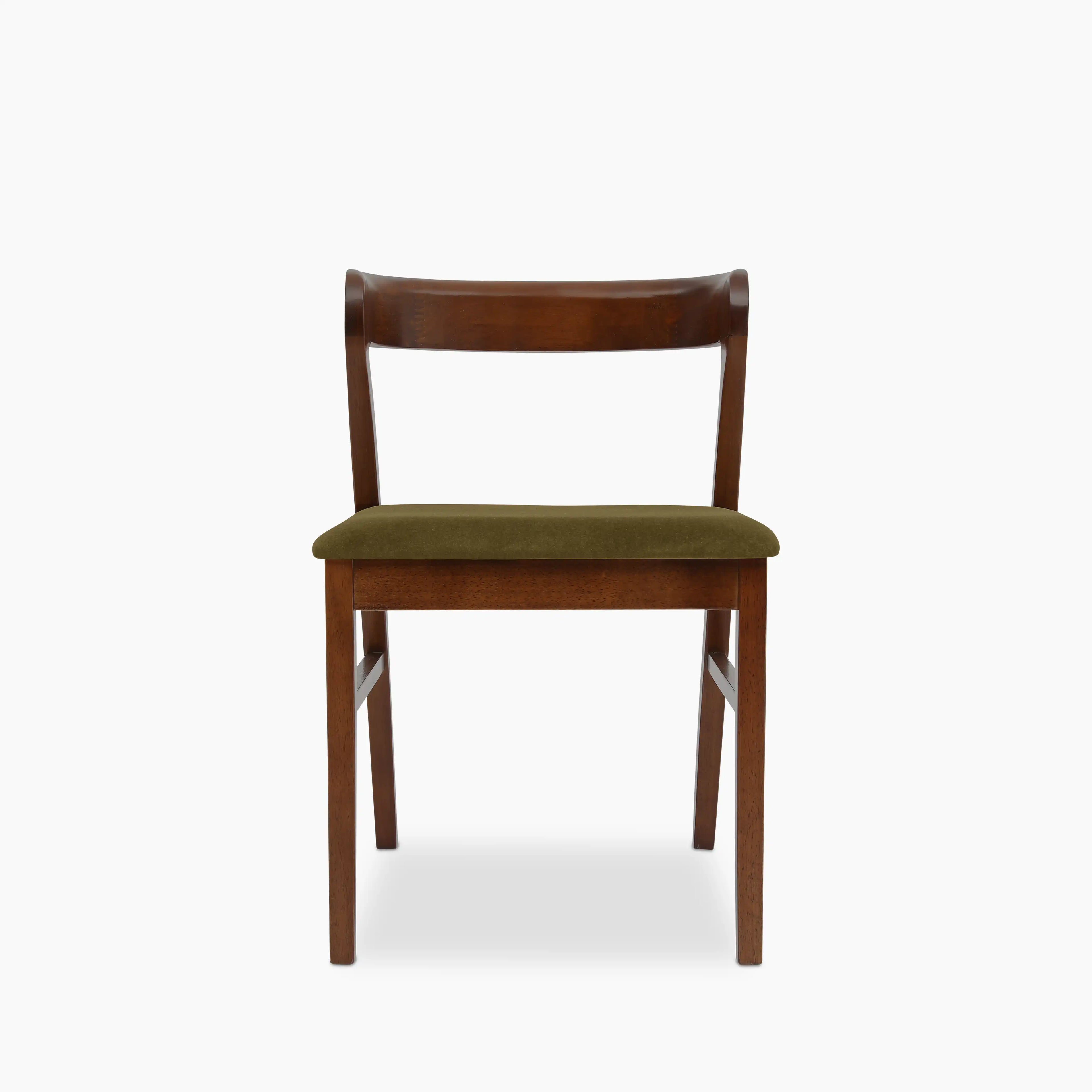 Chiswick Wooden Dining Chair | Moss Green Sustainable Mohair Velvet & Walnut