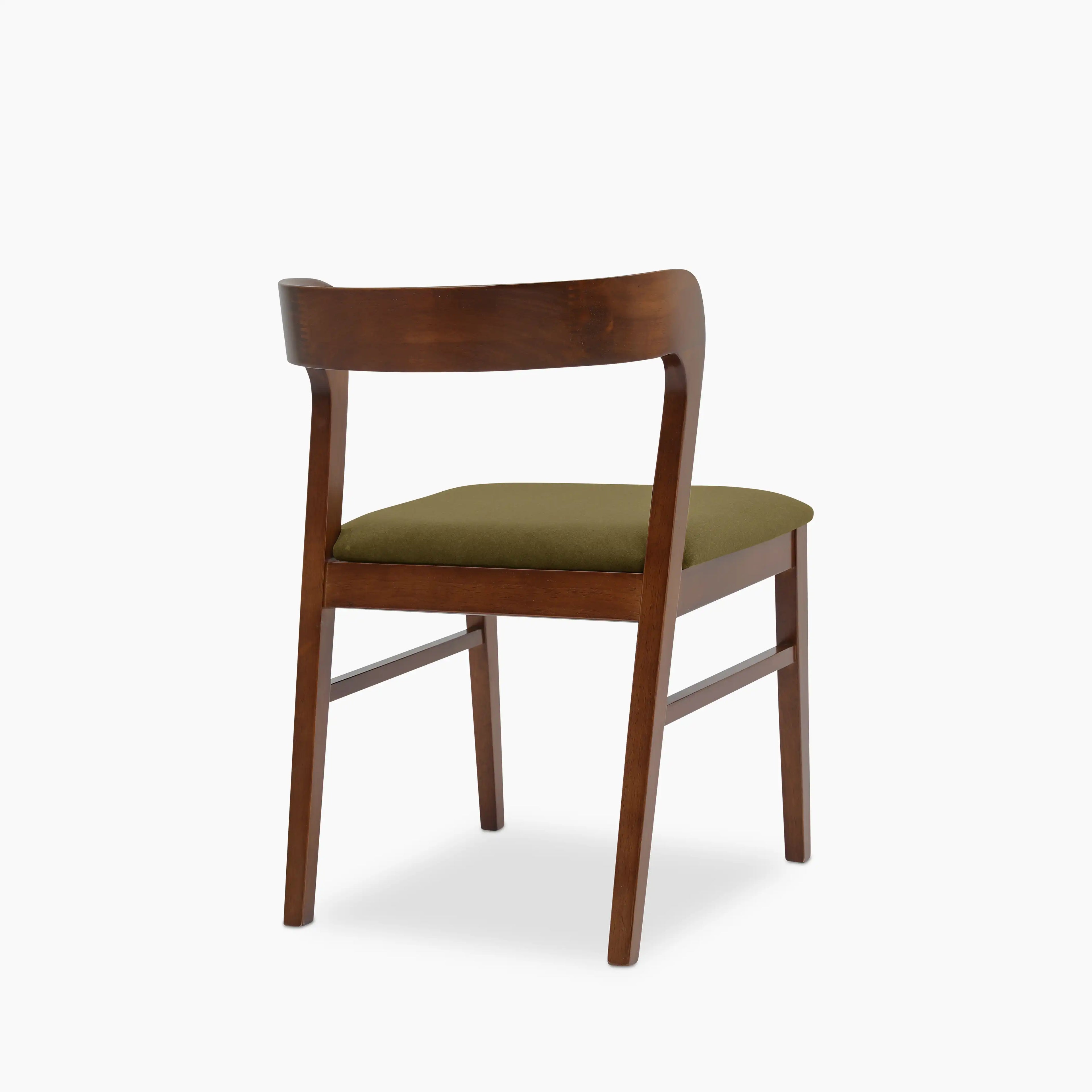 Chiswick Wooden Dining Chair | Moss Green Sustainable Mohair Velvet & Walnut