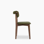 Nobu Dining Chair | Moss Green Sustainable Mohair Velvet & Walnut