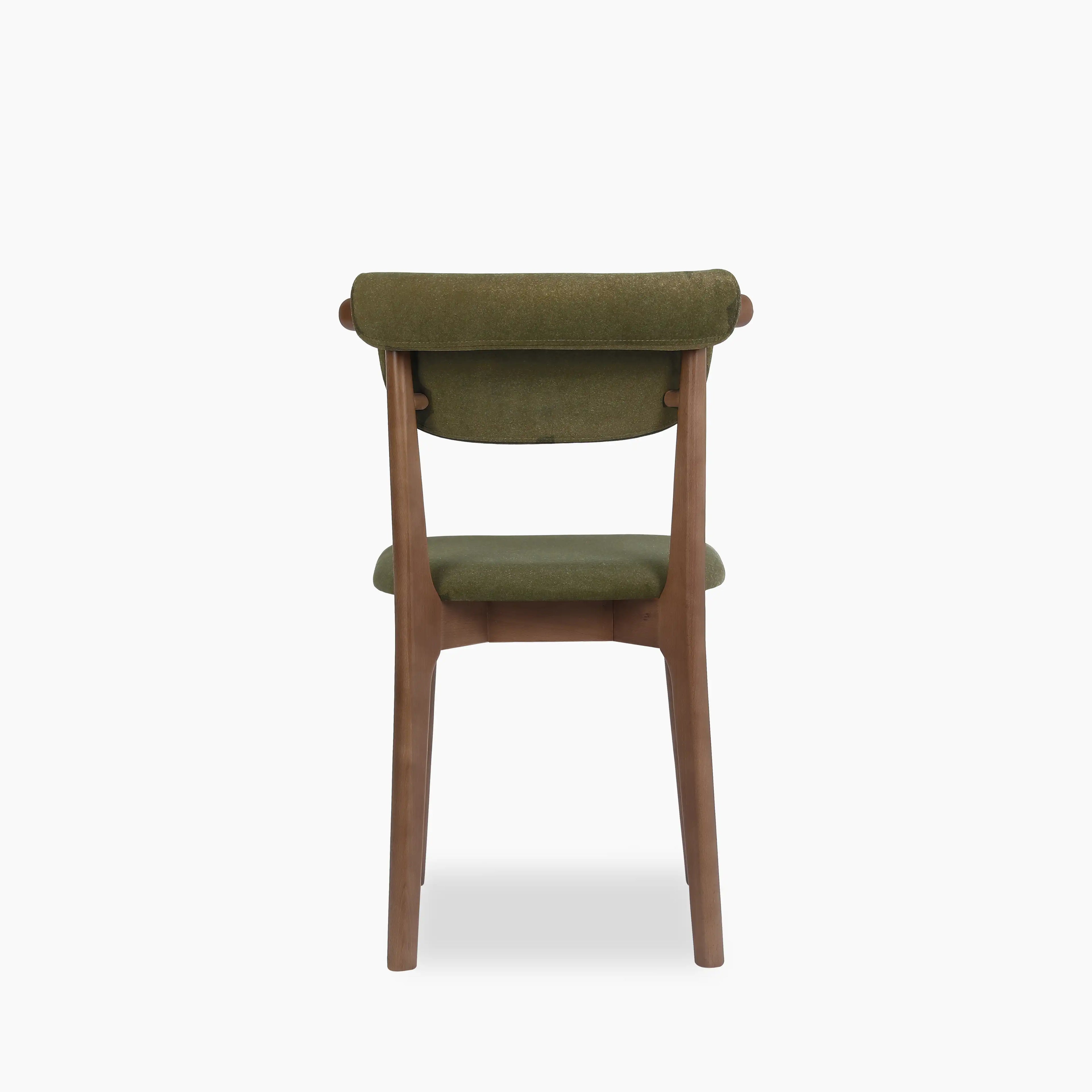 Nobu Dining Chair | Moss Green Sustainable Mohair Velvet & Walnut