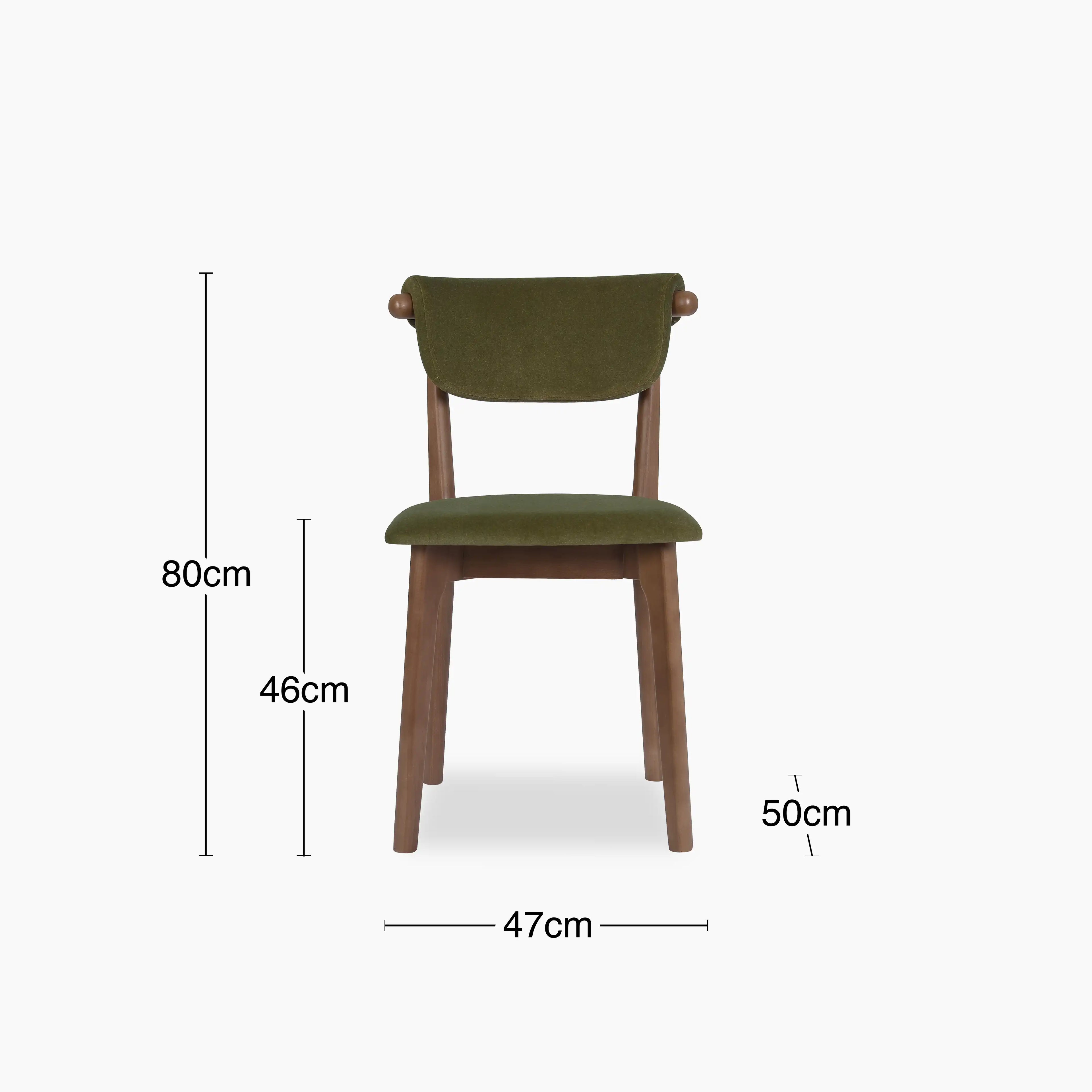 Nobu Dining Chair | Moss Green Sustainable Mohair Velvet & Walnut