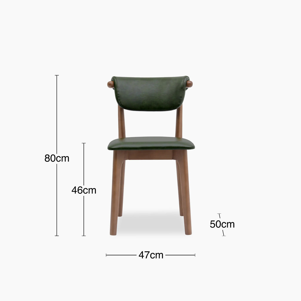 Nobu Dining Chair | Vintage Green Faux Leather & Walnut