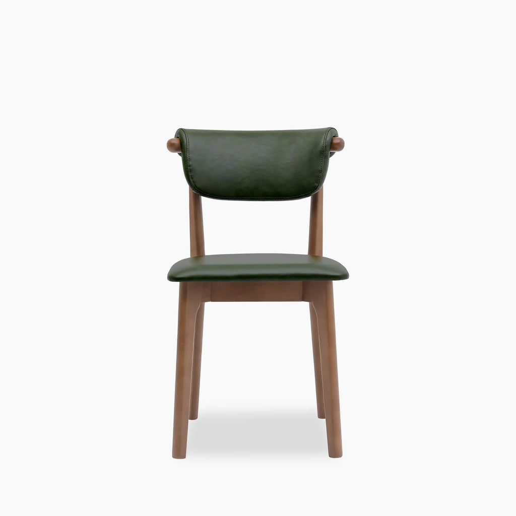 Nobu Dining Chair | Vintage Green Faux Leather & Walnut