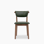 Nobu Dining Chair | Vintage Green Faux Leather & Walnut