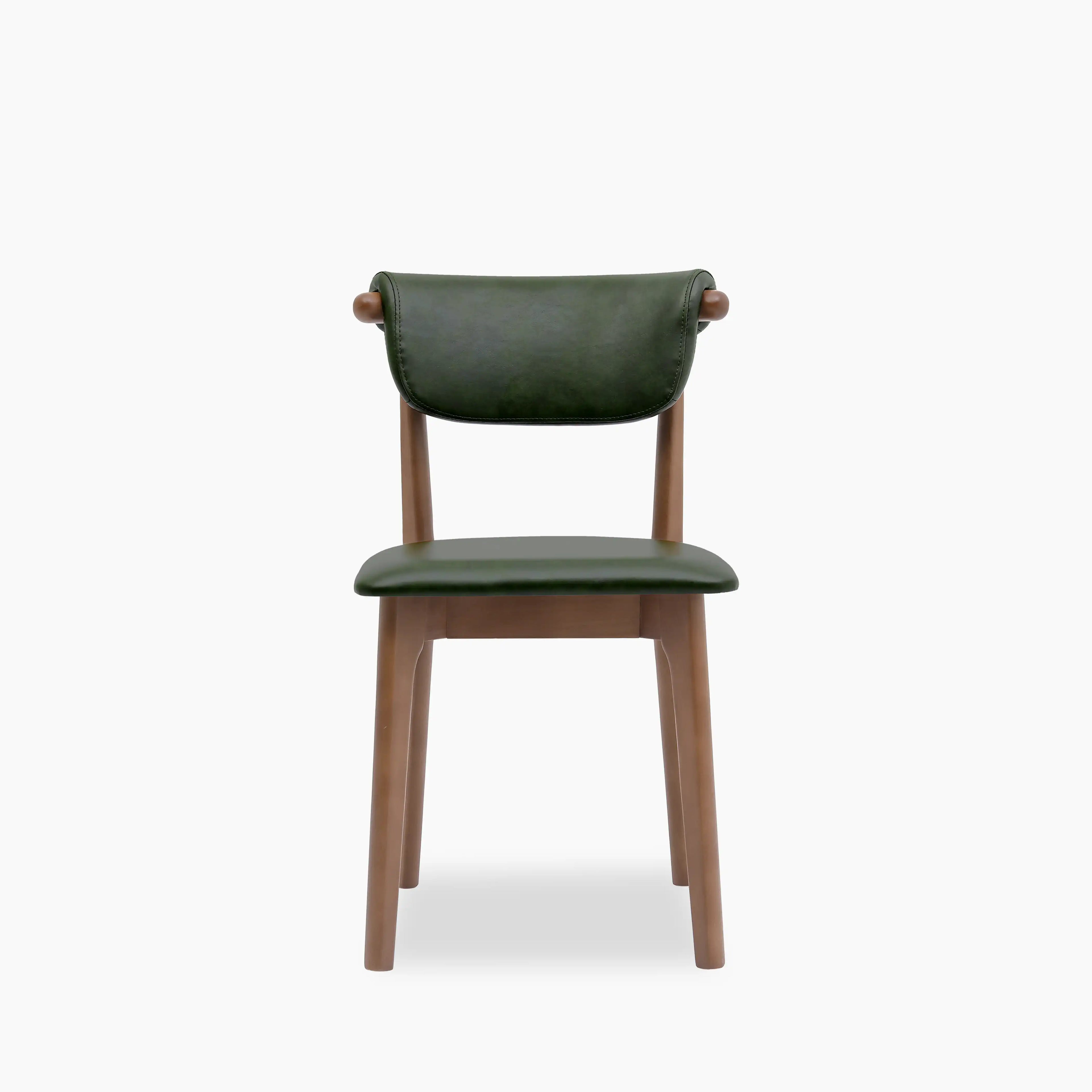 Nobu Dining Chair | Vintage Green Faux Leather & Walnut