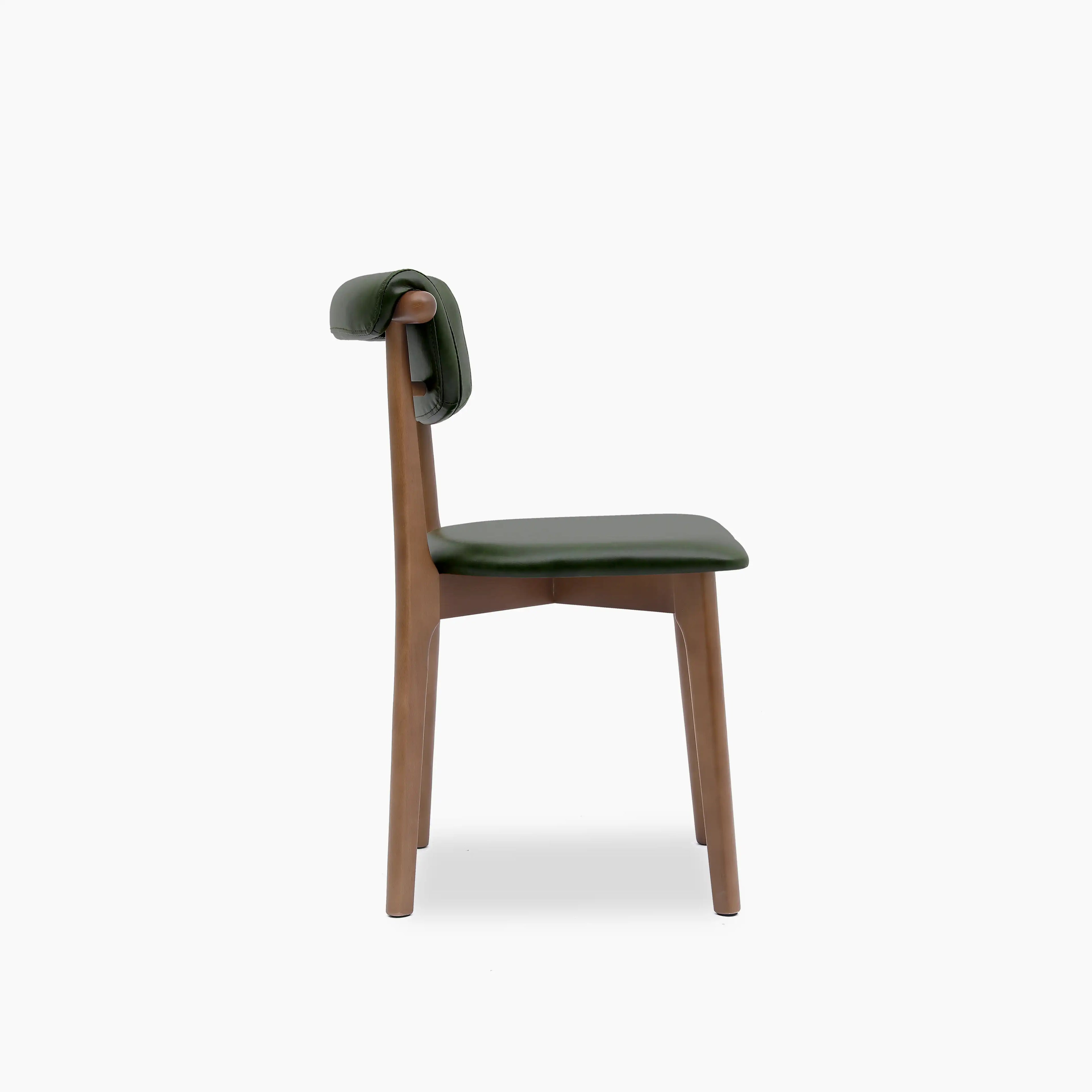 Nobu Dining Chair | Vintage Green Faux Leather & Walnut