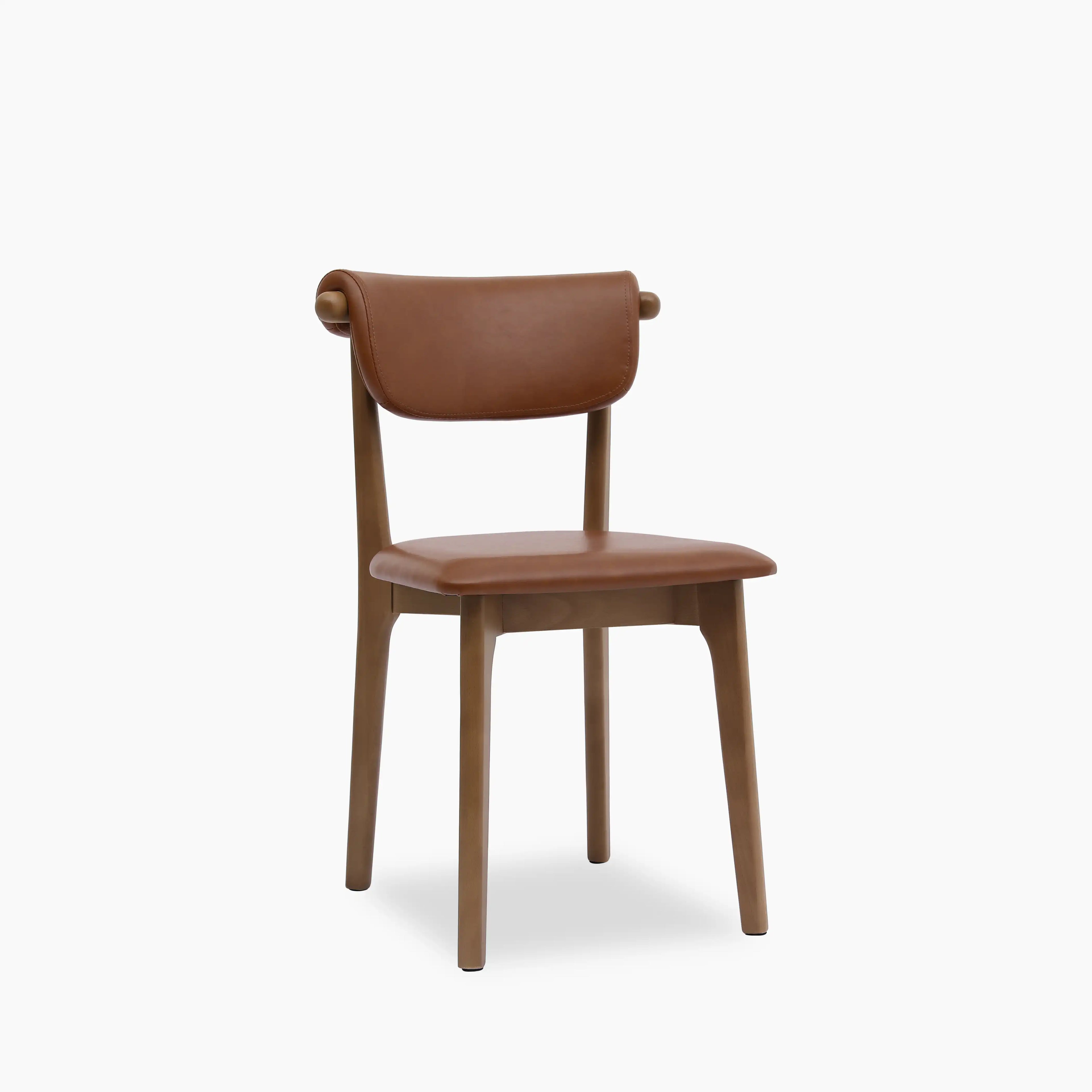 Nobu Dining Chair | Vintage Tan Faux Leather & Walnut