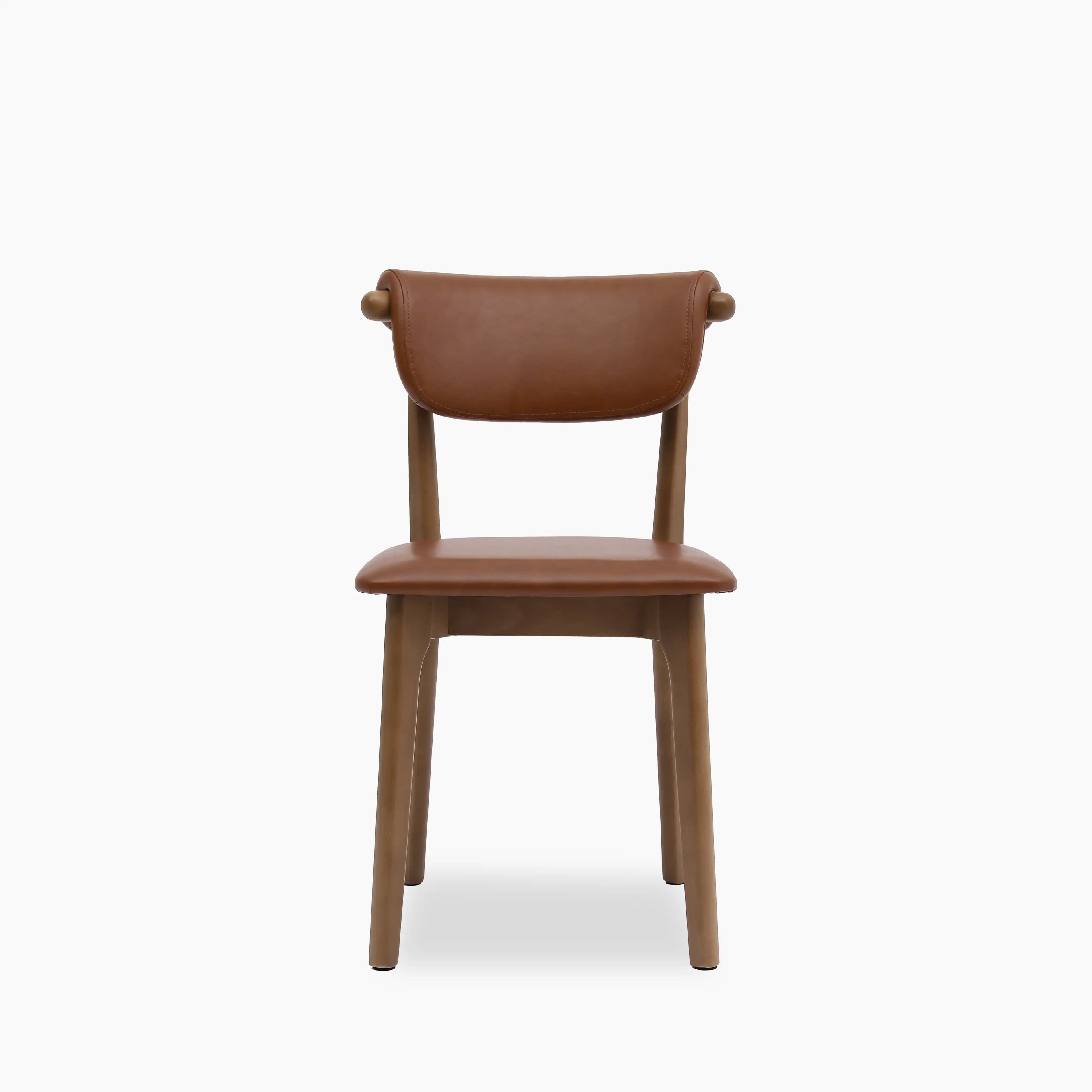 Nobu Dining Chair | Vintage Tan Faux Leather & Walnut