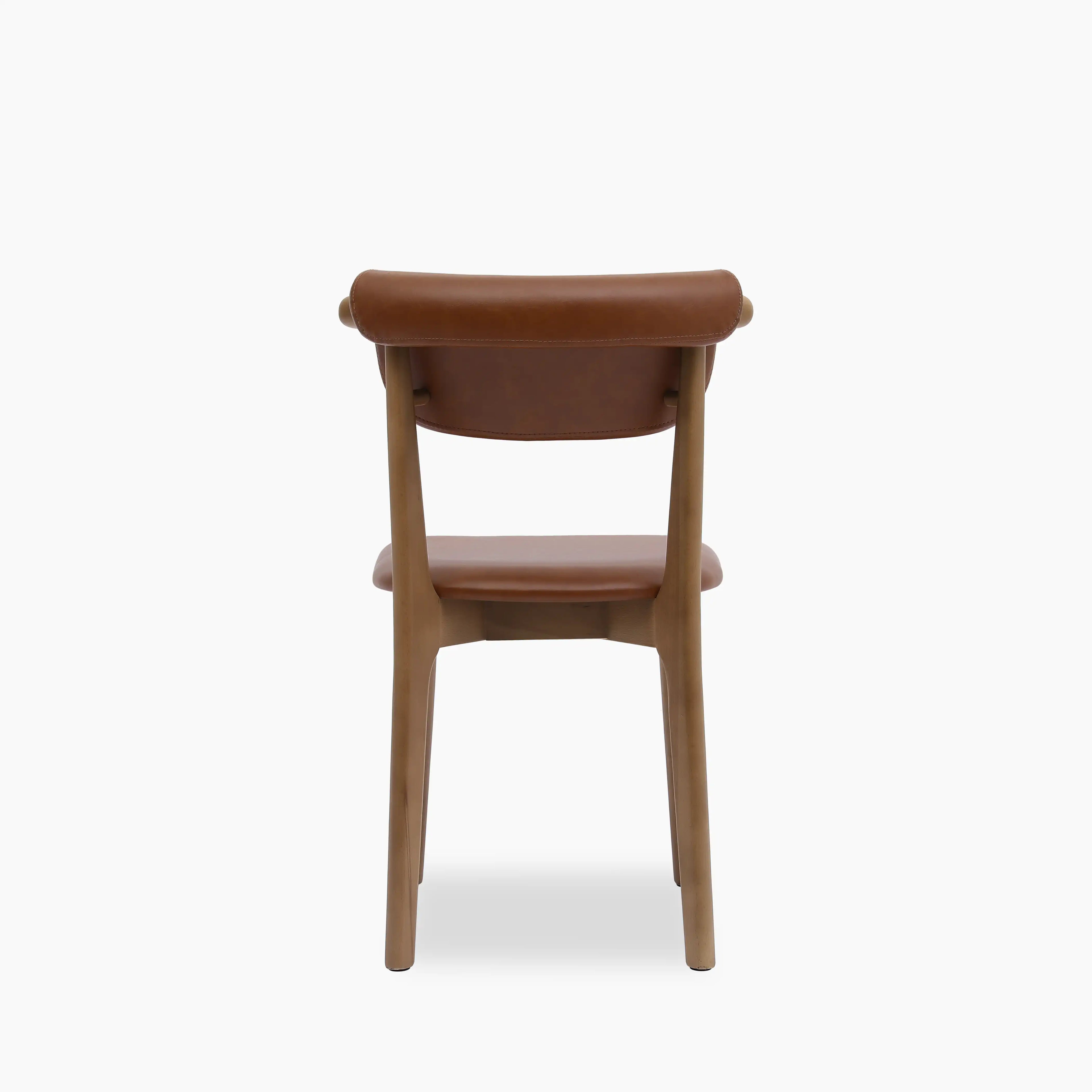 Nobu Dining Chair | Vintage Tan Faux Leather & Walnut