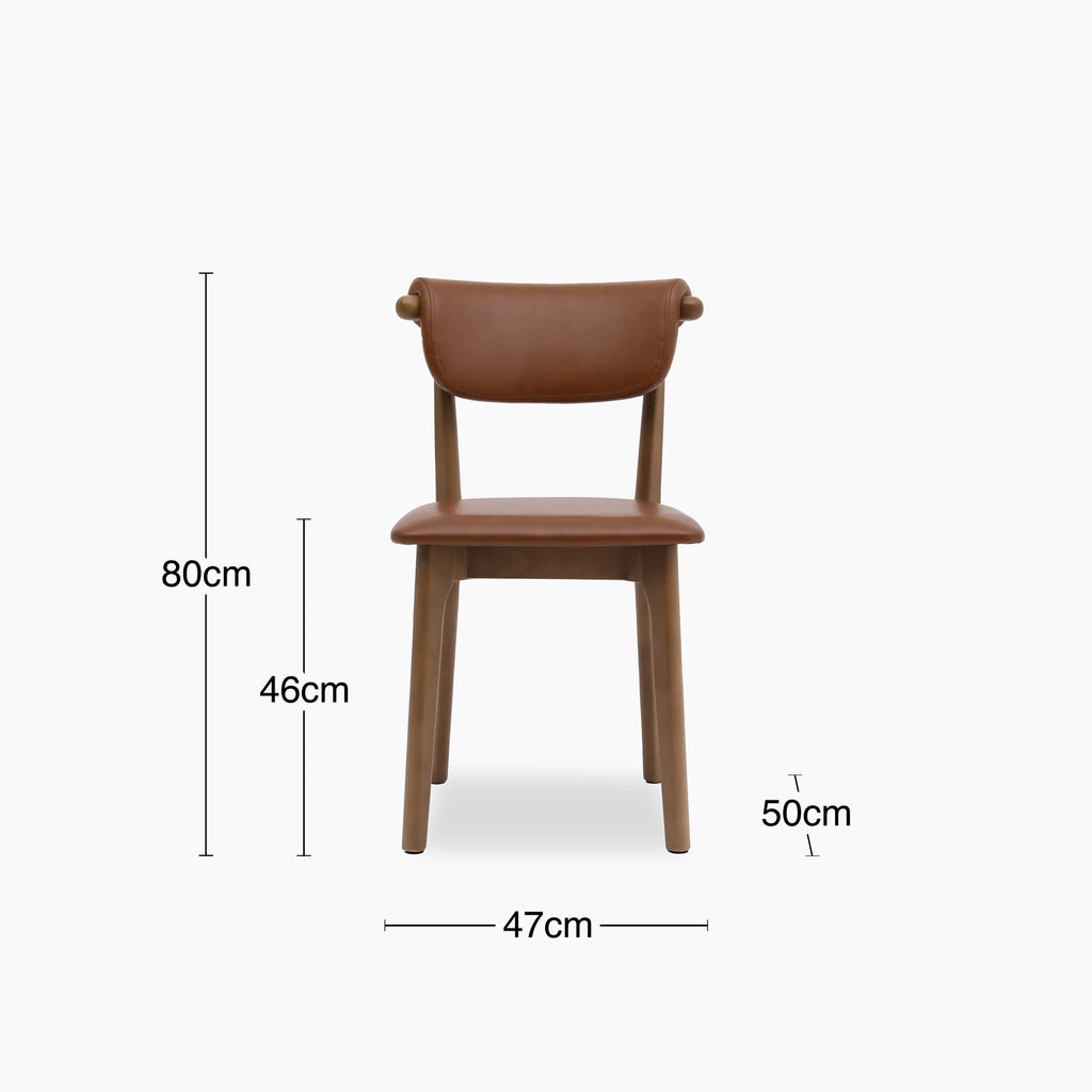 Nobu Dining Chair | Vintage Tan Faux Leather & Walnut