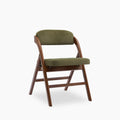 Nomad Folding Dining Chair | Moss Green Sustainable Mohair Velvet & Walnut