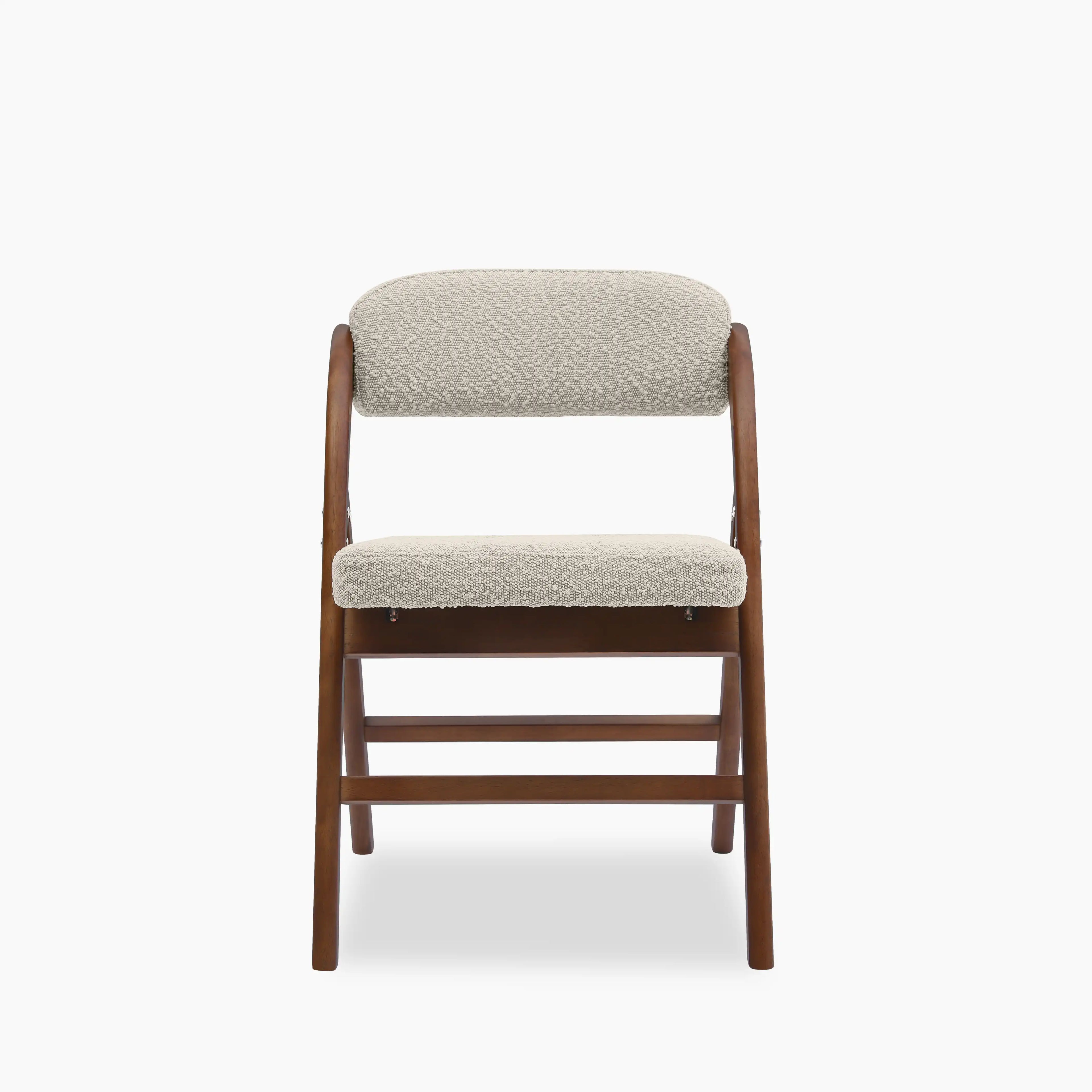 Nomad Folding Dining Chair | Speckled Stone Sustainable Boucle & Walnut