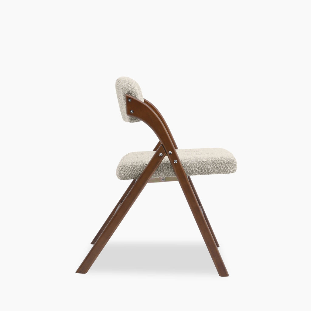 Nomad Folding Dining Chair | Speckled Stone Sustainable Boucle & Walnut