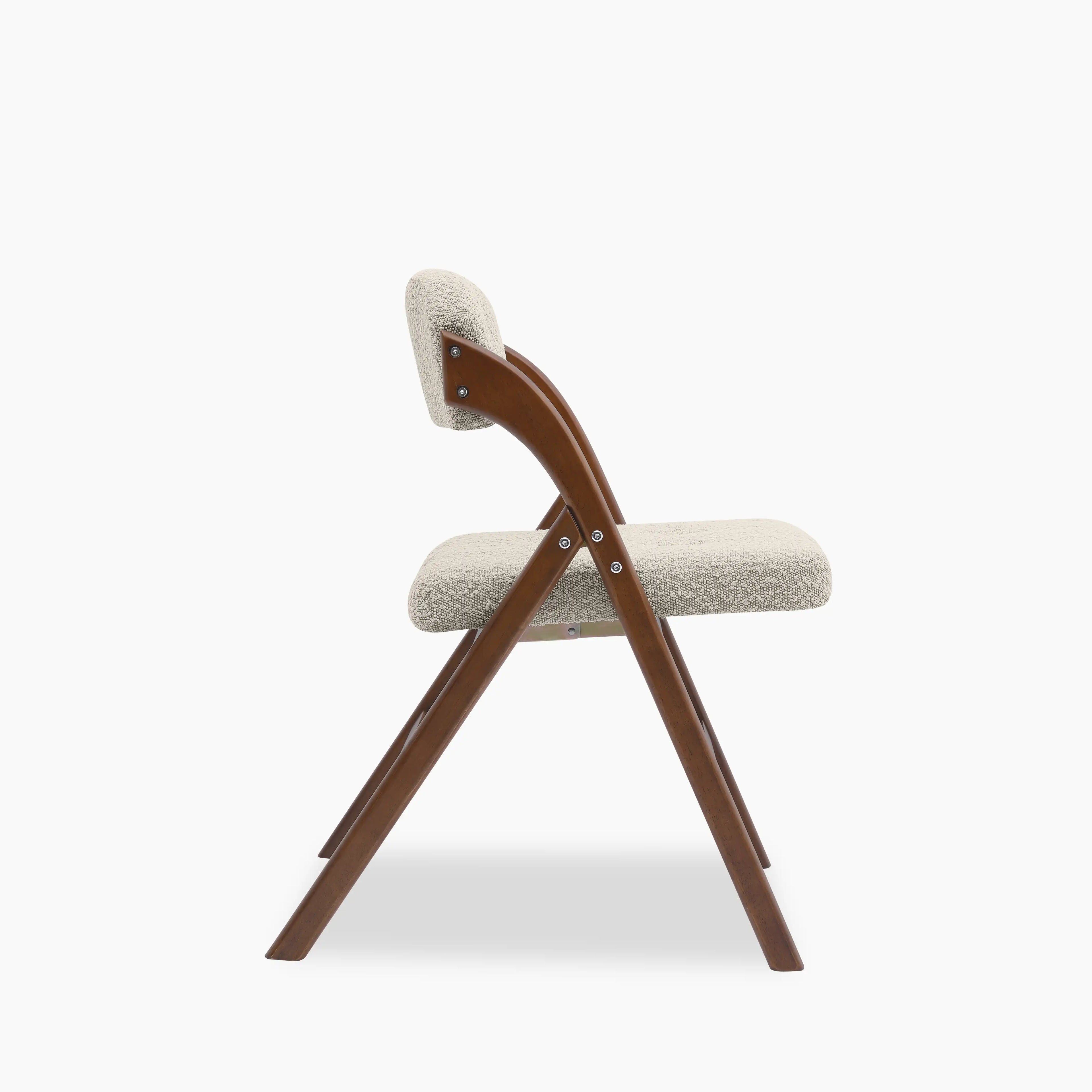 Nomad Folding Dining Chair | Speckled Stone Sustainable Boucle & Walnut