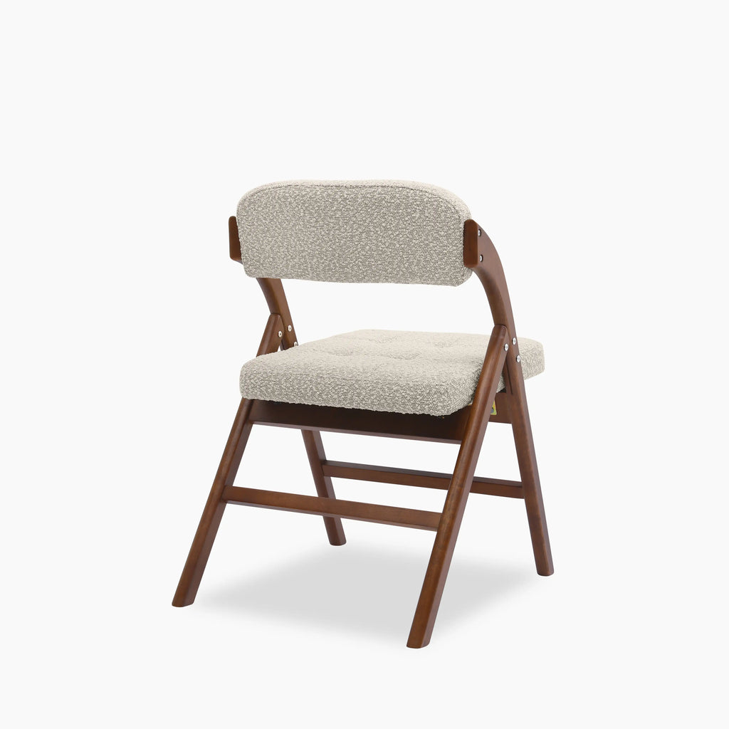 Nomad Folding Dining Chair | Speckled Stone Sustainable Boucle & Walnut