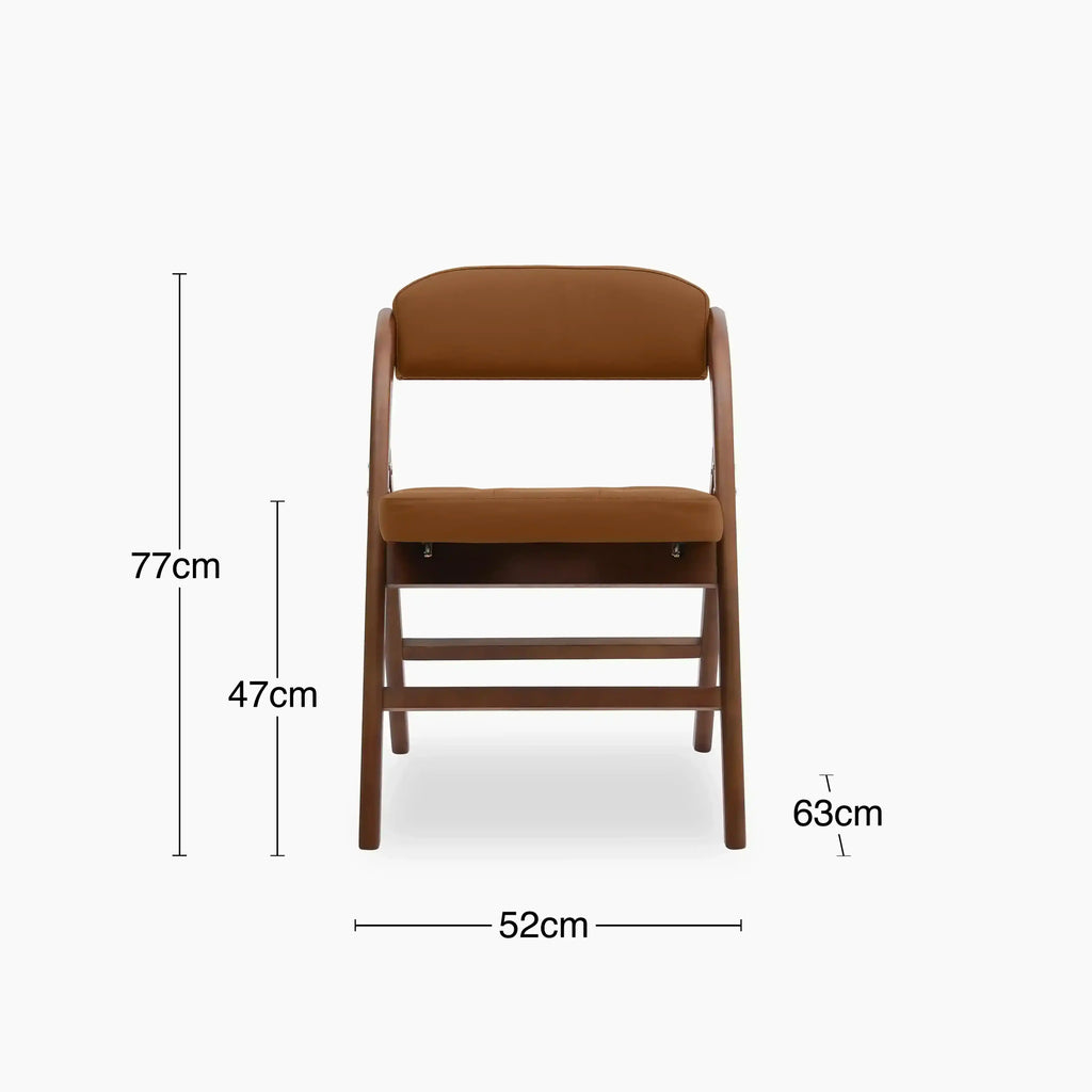 Nomad Folding Dining Chair | Tuscan Tan Faux Leather & Walnut