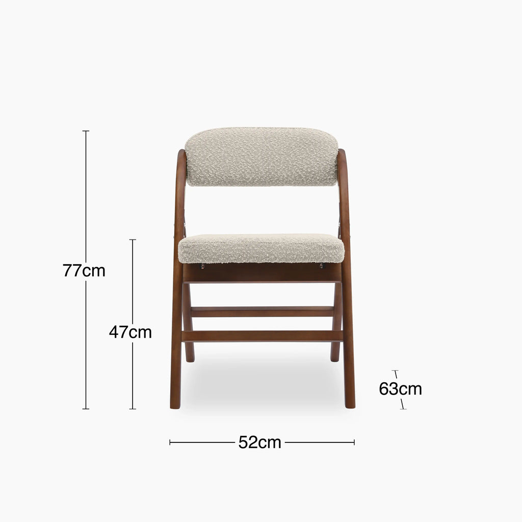Nomad Folding Dining Chair | Speckled Stone Sustainable Boucle & Walnut