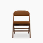 Nomad Folding Dining Chair | Tuscan Tan Faux Leather & Walnut