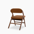 Nomad Folding Dining Chair | Tuscan Tan Faux Leather & Walnut
