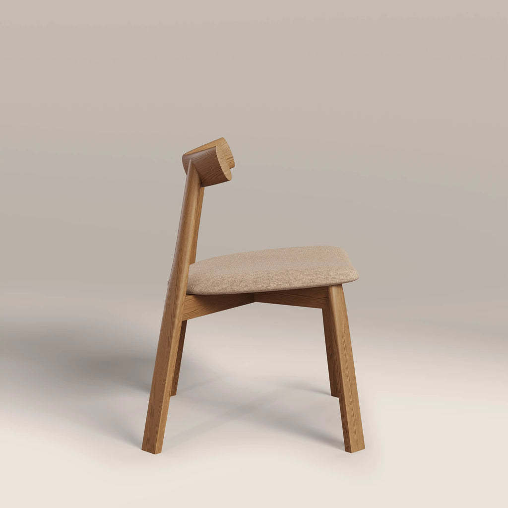 Clyde Wooden Dining Chair | Latte Sustainable Fabric & Oak