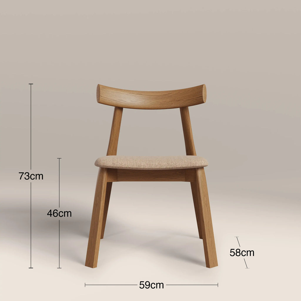 Clyde Wooden Dining Chair | Latte Sustainable Fabric & Oak