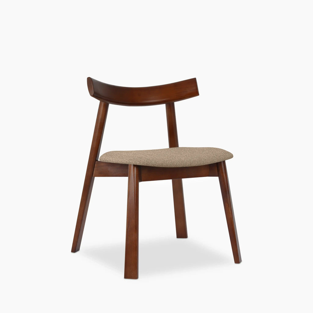 Clyde Wooden Dining Chair | Latte Sustainable Fabric & Walnut