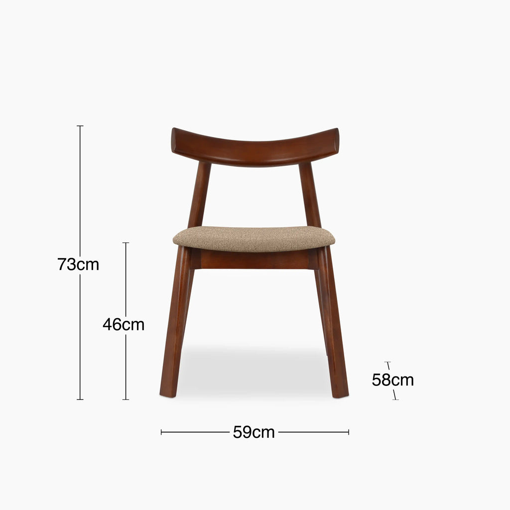 Clyde Wooden Dining Chair | Latte Sustainable Fabric & Walnut